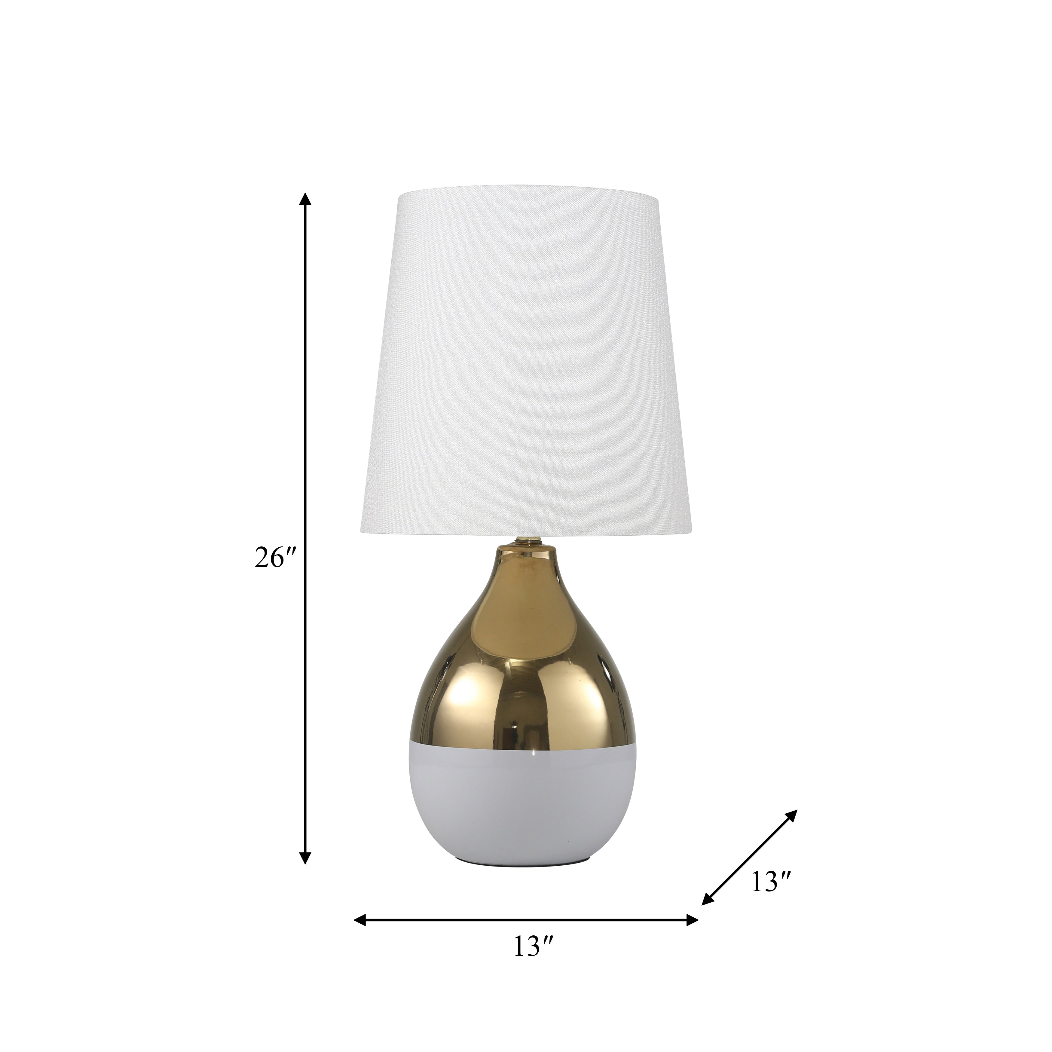 Ceramic 26" Gourd Lamp, Gold/white