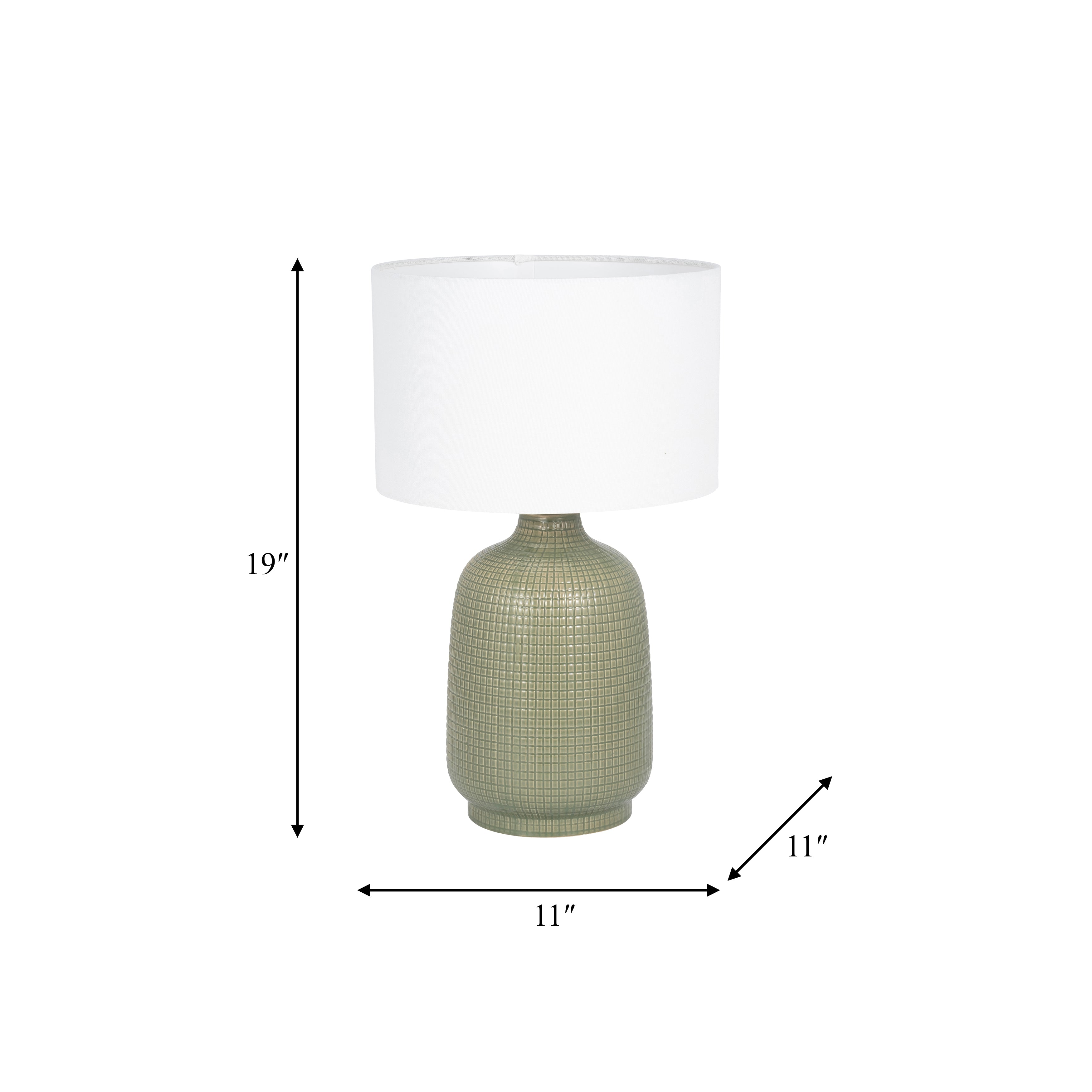 S/2 Ceramic 19" Table Lamp, Dk Sage