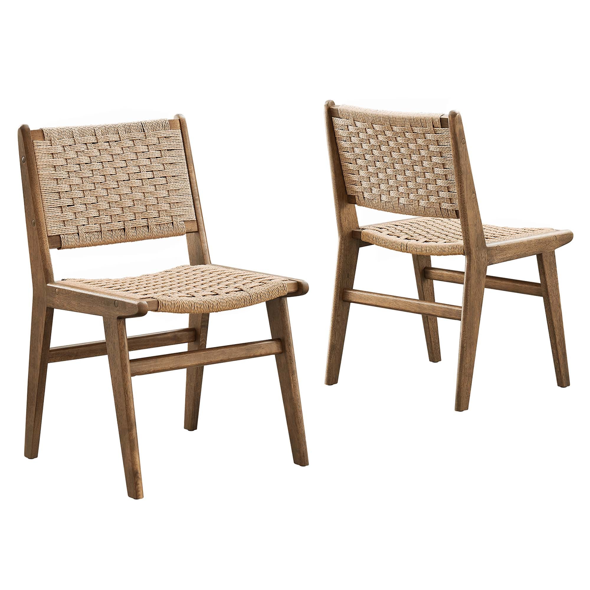 Brown Saoirse Woven Rope Wood Dining Side Chair - Set of 2