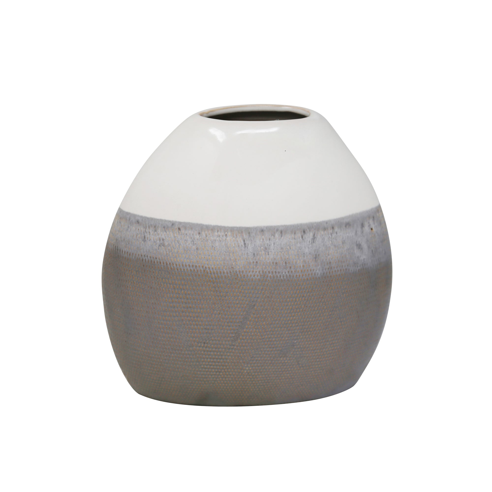 Shades of Serenity: 9" Multi-Gray Ceramic Vase - Tranquil Tones