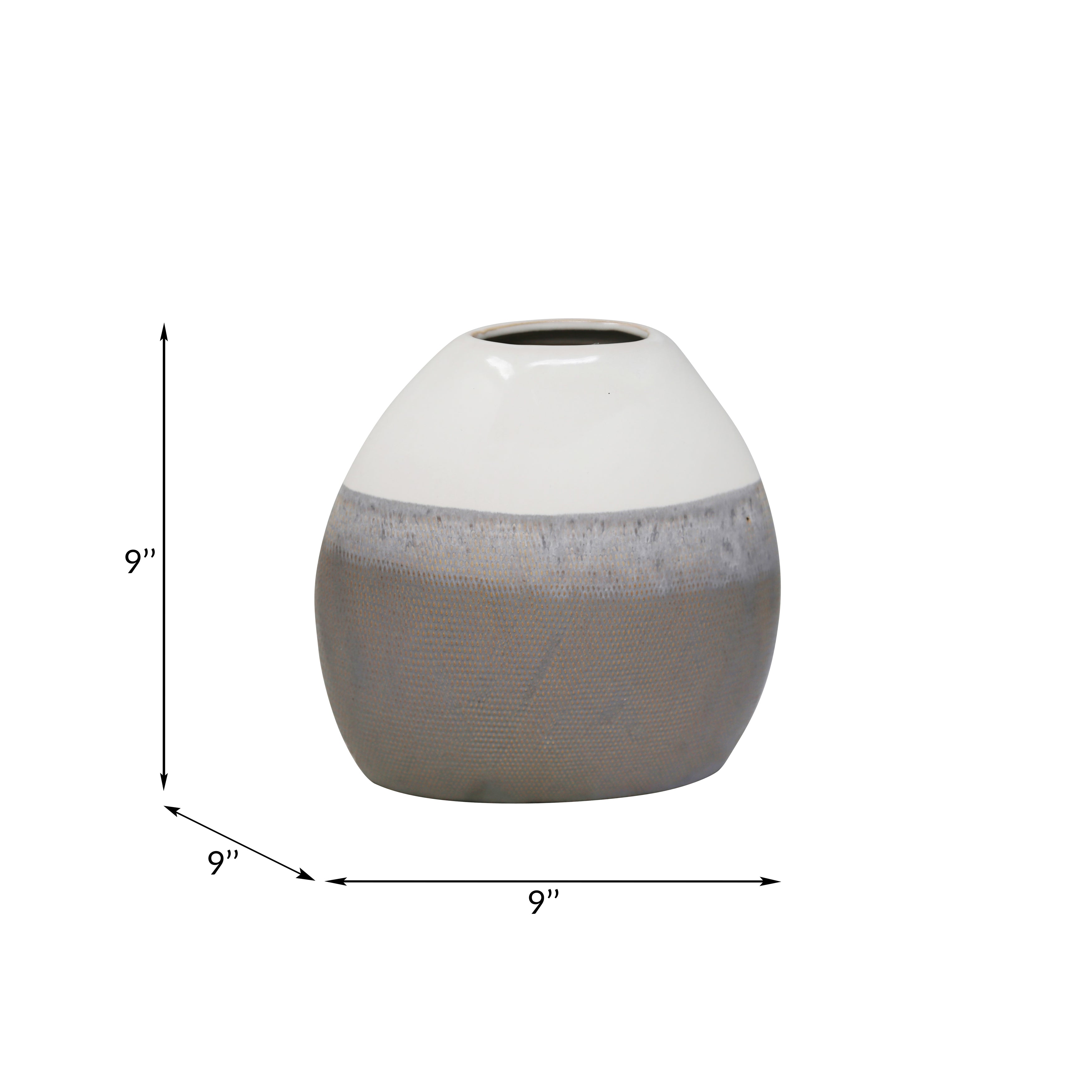Shades of Serenity: 9" Multi-Gray Ceramic Vase - Tranquil Tones