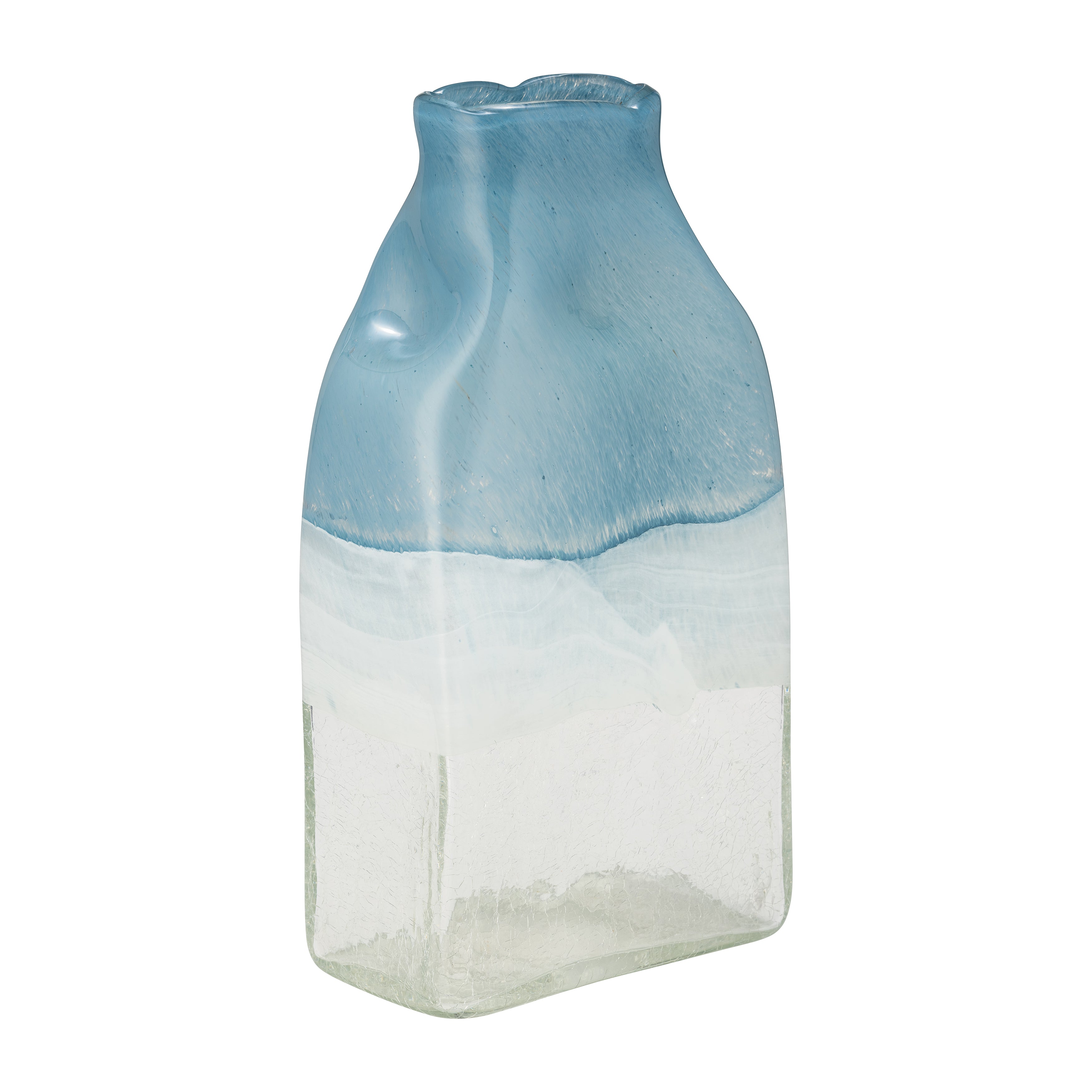 Coastal Chic: 13" Blue and White Bottle Vase - A Breath of Fresh Air