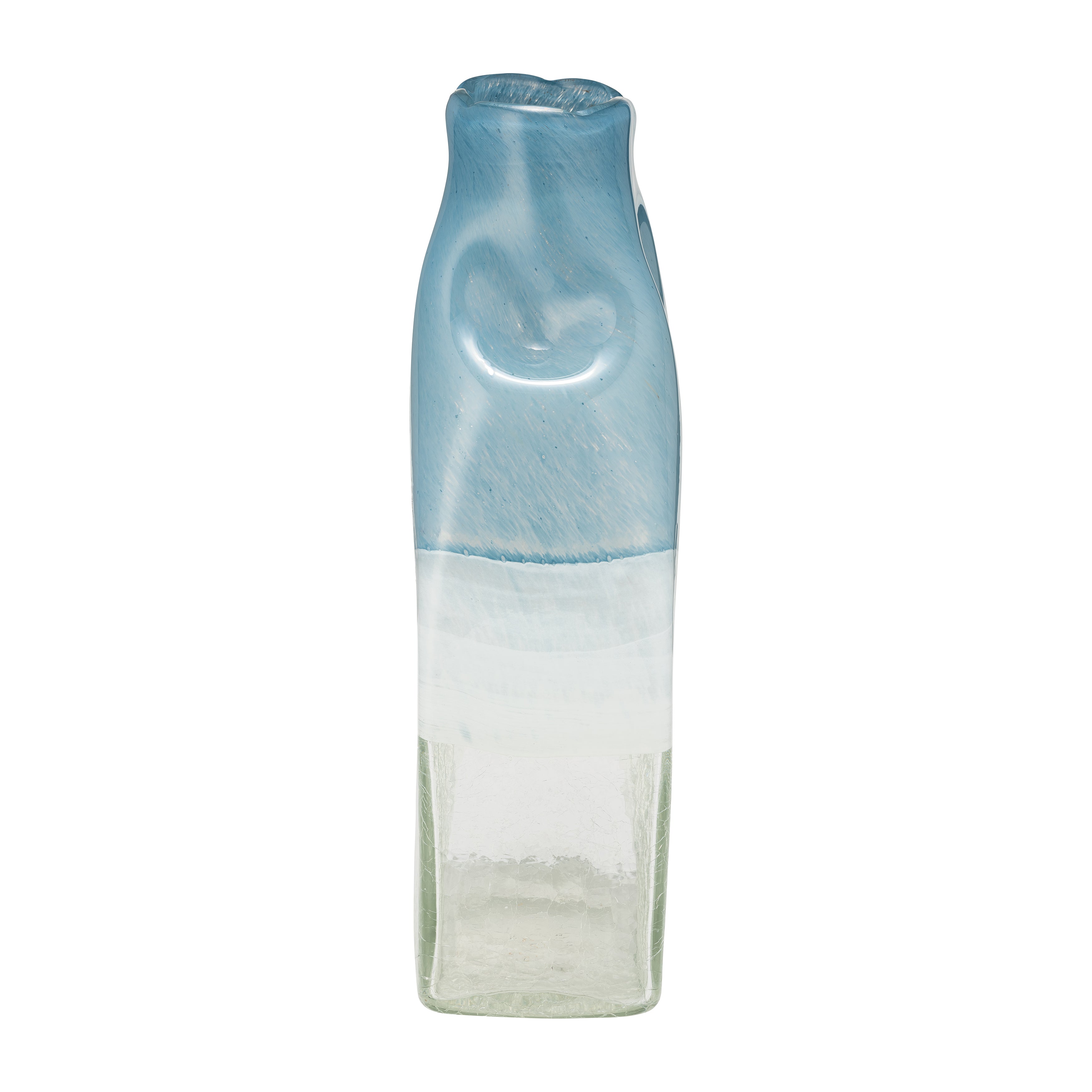 Coastal Chic: 13" Blue and White Bottle Vase - A Breath of Fresh Air