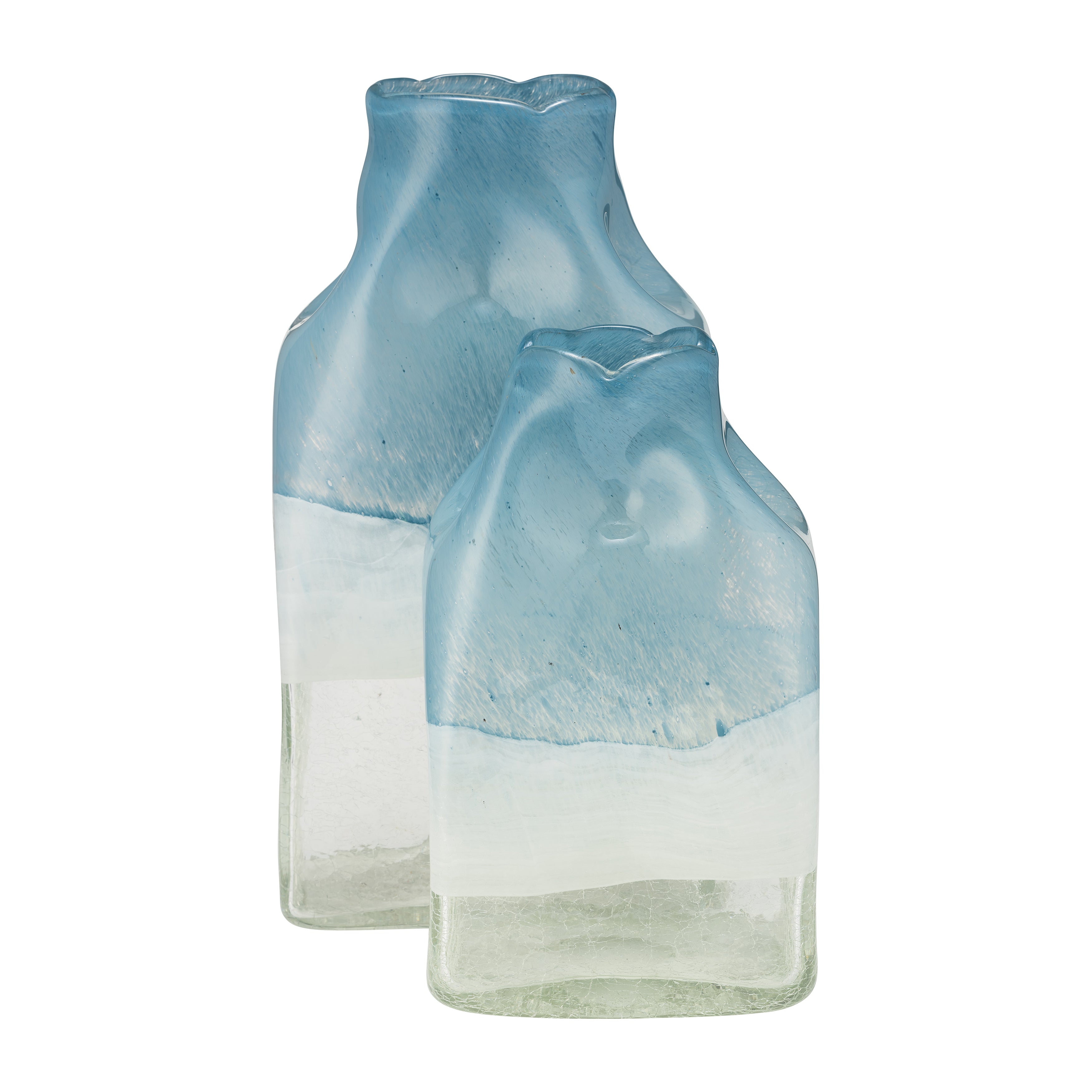 Coastal Chic: 13" Blue and White Bottle Vase - A Breath of Fresh Air