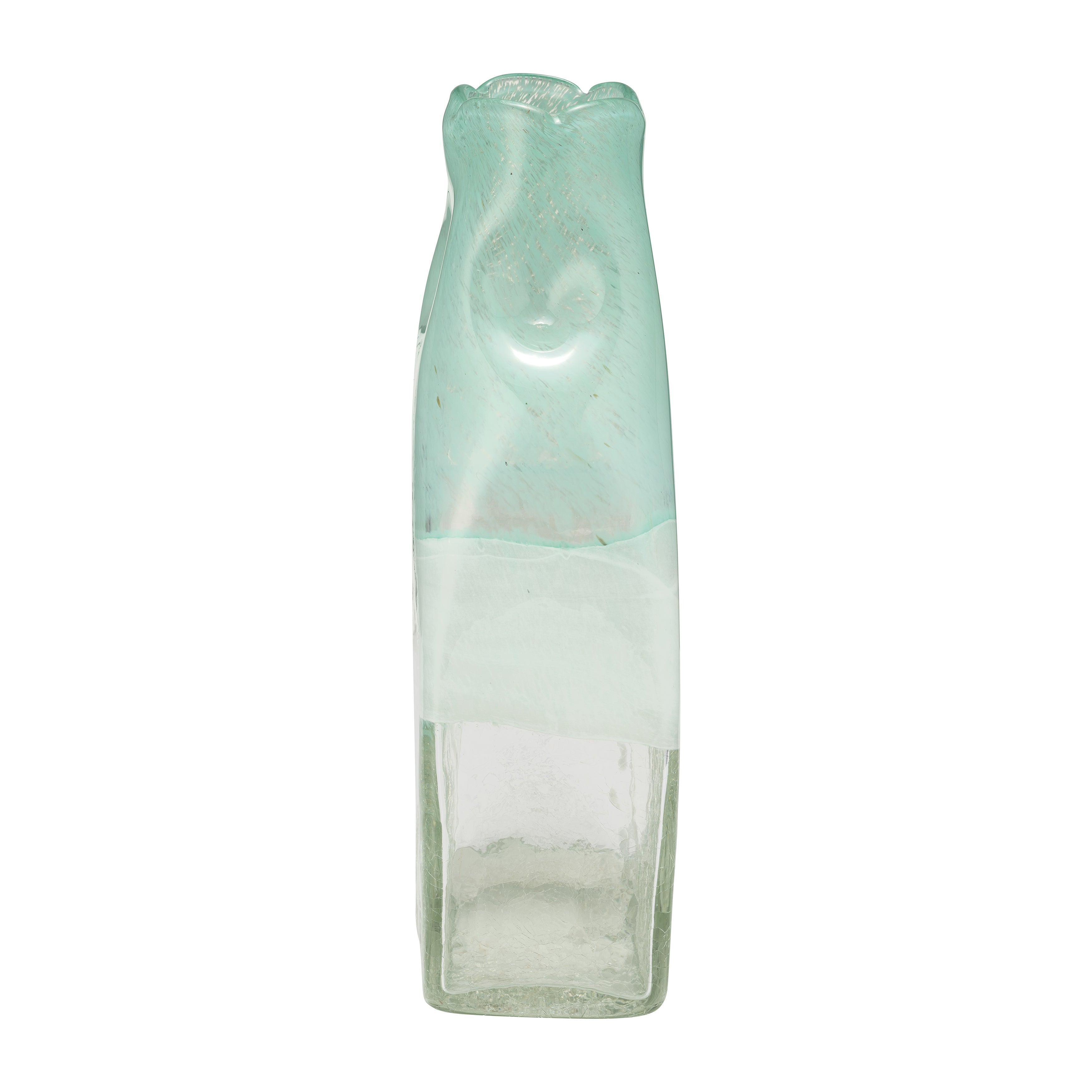 Aqua Dreamscape:13" Handblown Glass Vase in Serene Emerald