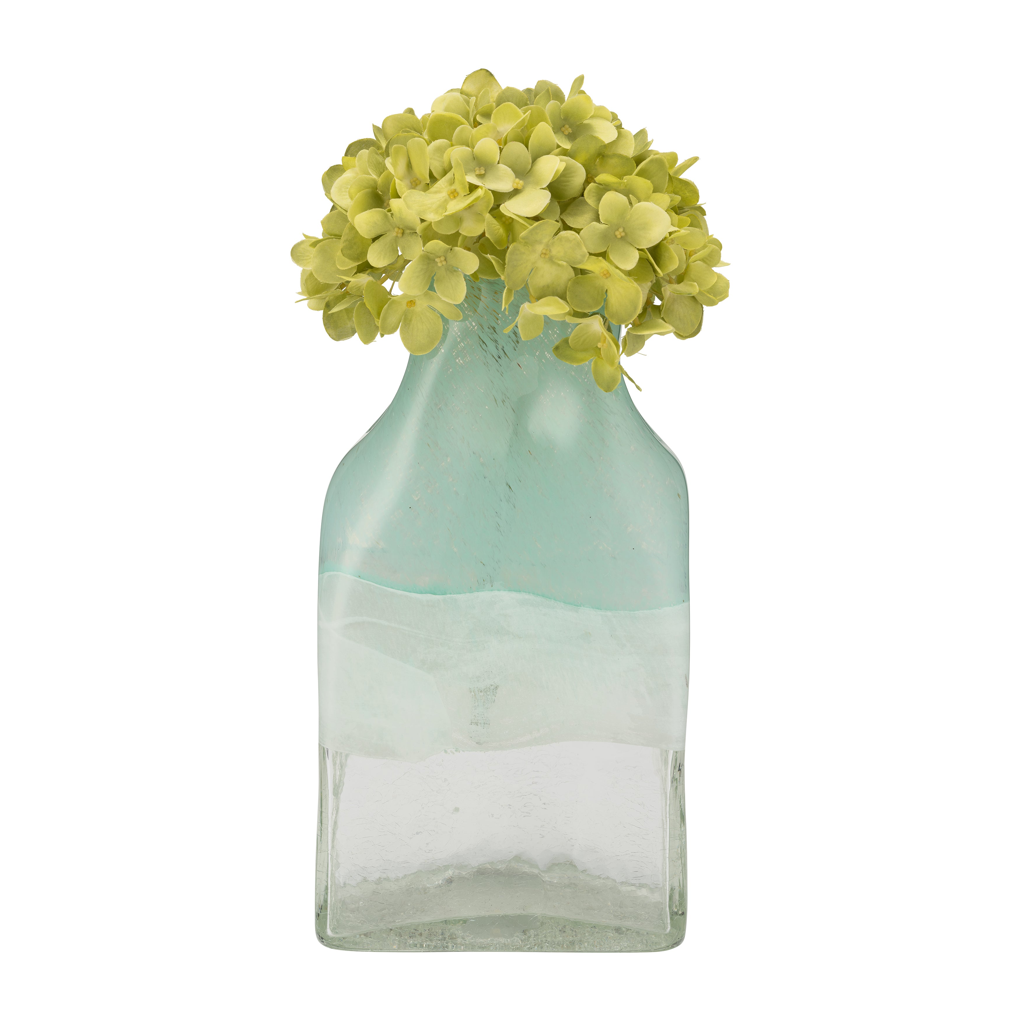 Aqua Dreamscape:13" Handblown Glass Vase in Serene Emerald