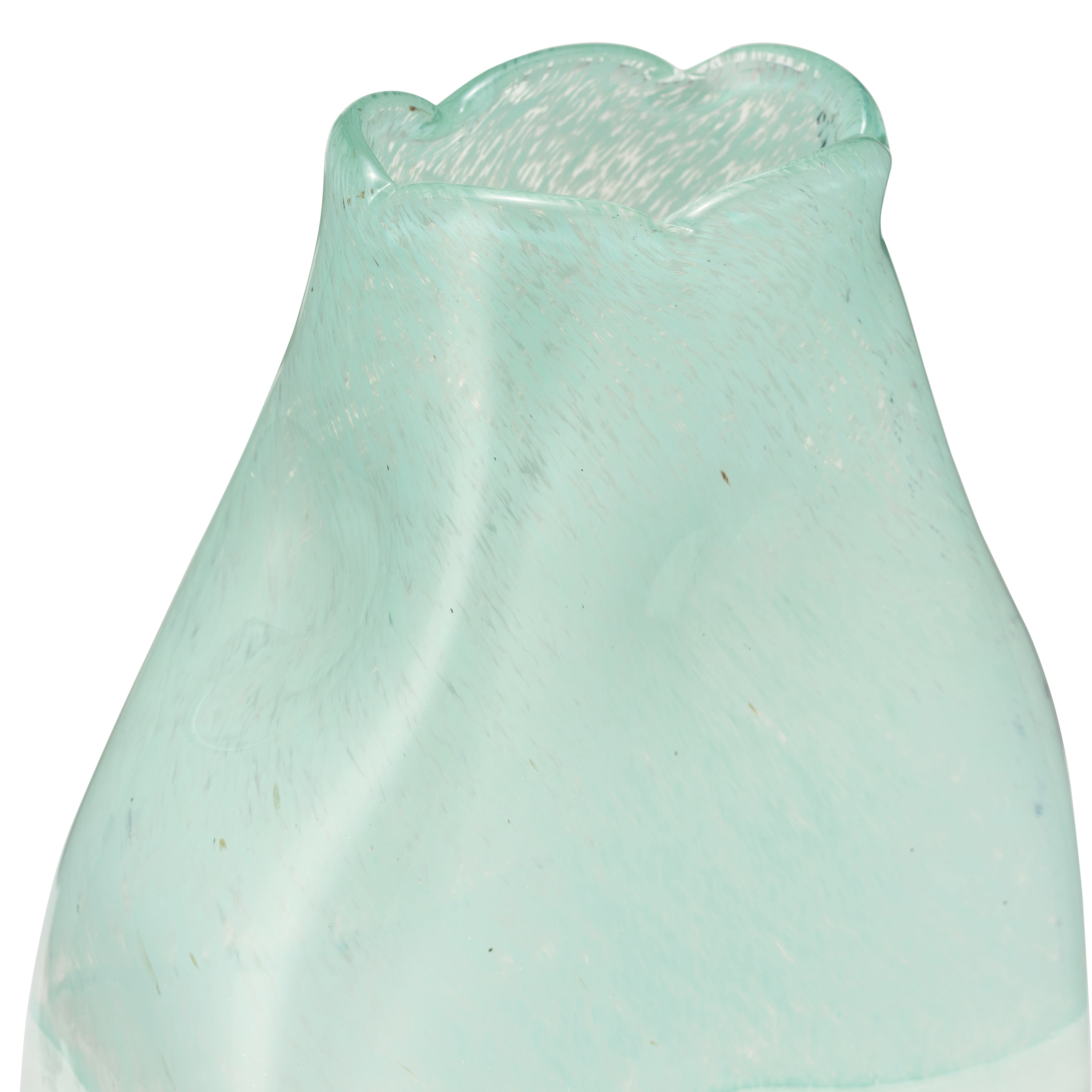 Aqua Dreamscape:13" Handblown Glass Vase in Serene Emerald