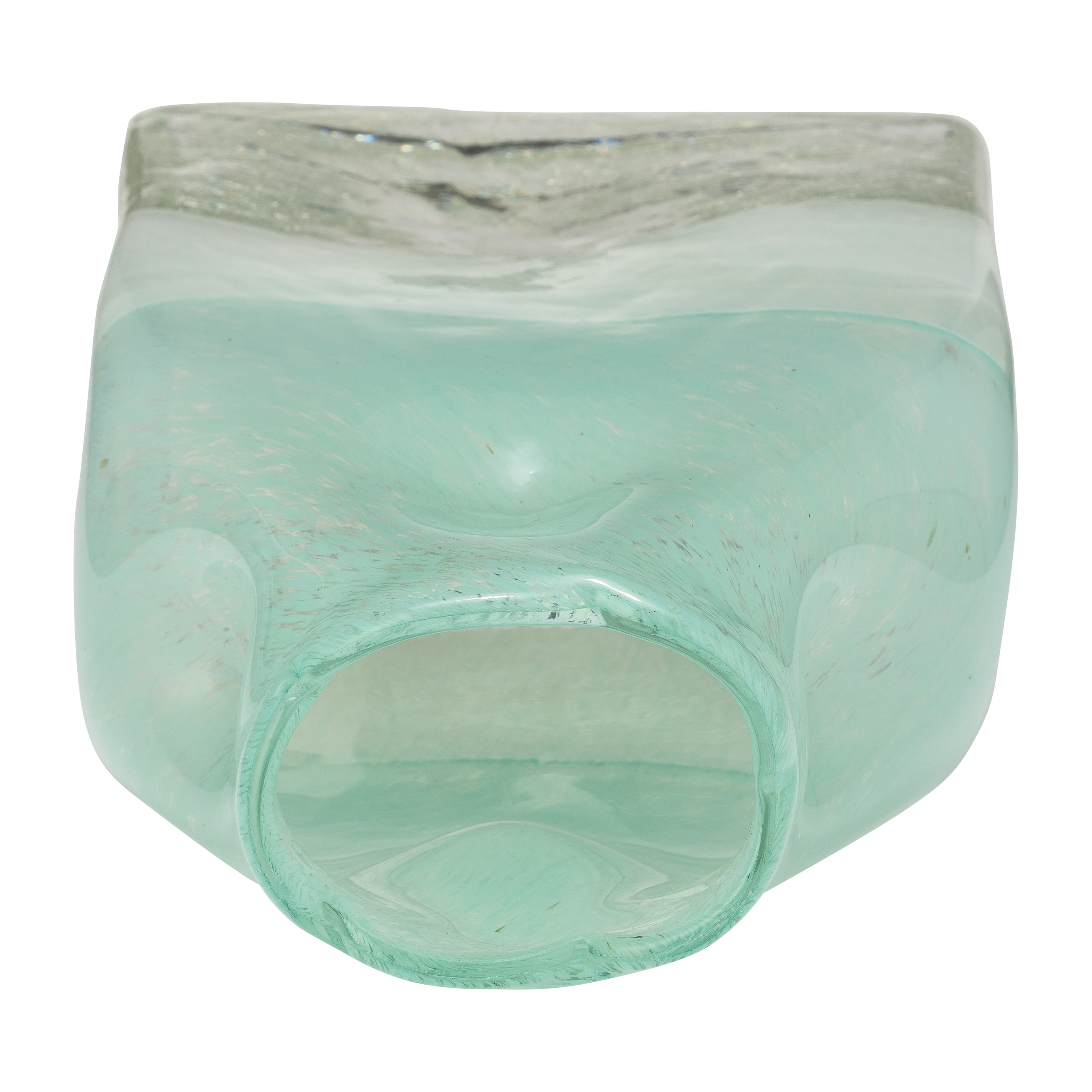 Aqua Dreamscape:13" Handblown Glass Vase in Serene Emerald