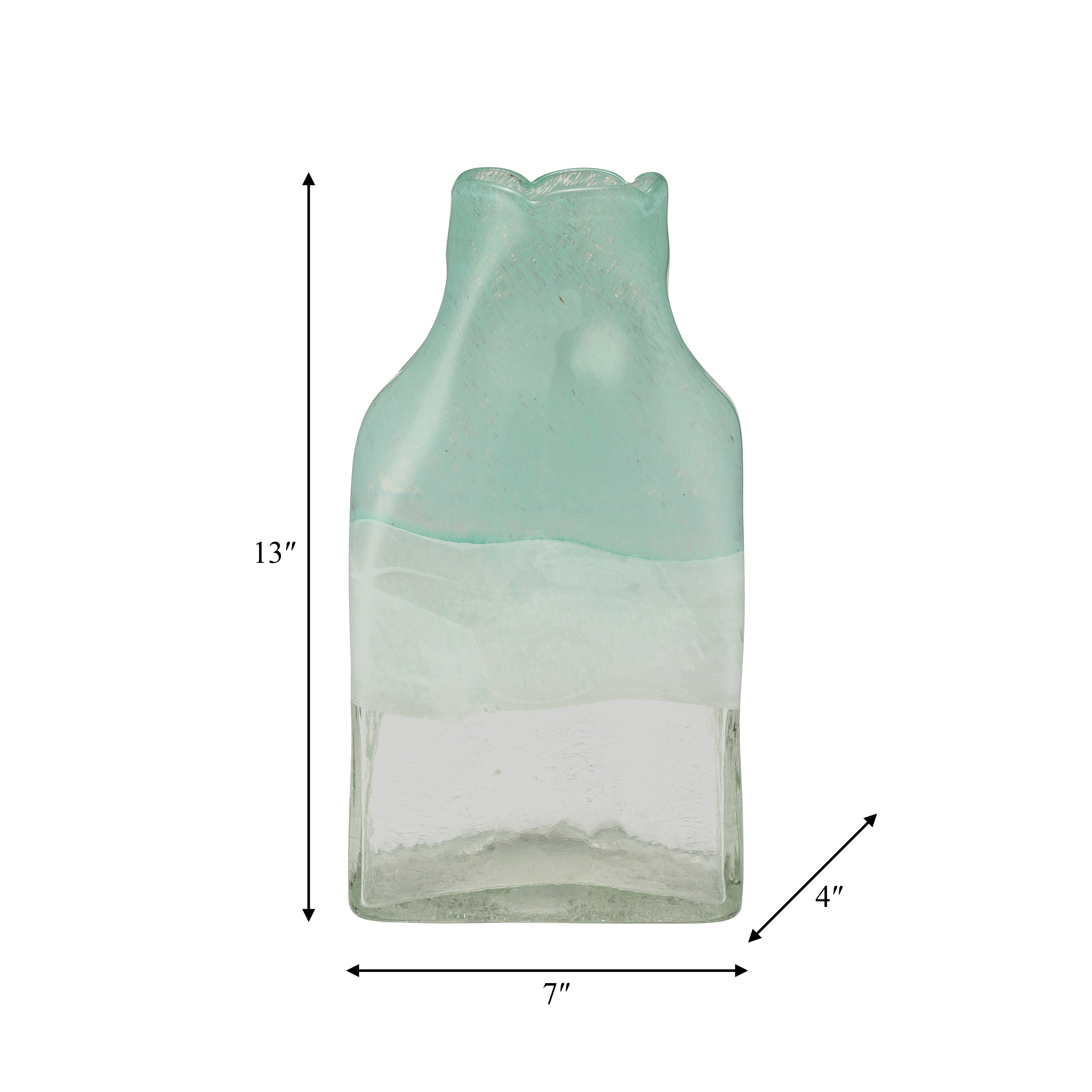 Aqua Dreamscape:13" Handblown Glass Vase in Serene Emerald