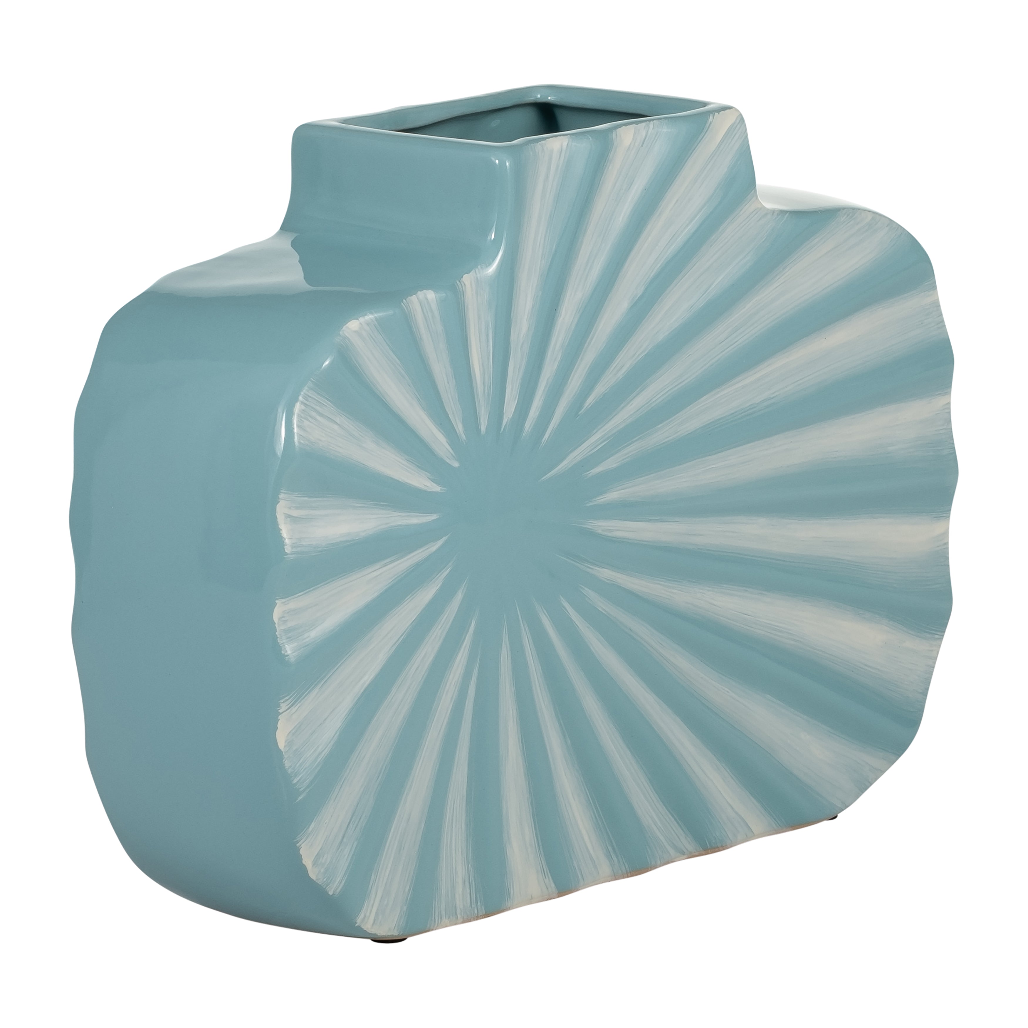 Sunshine in a Pinch: 8" Textured Aqua Vase for Breezy Vibes