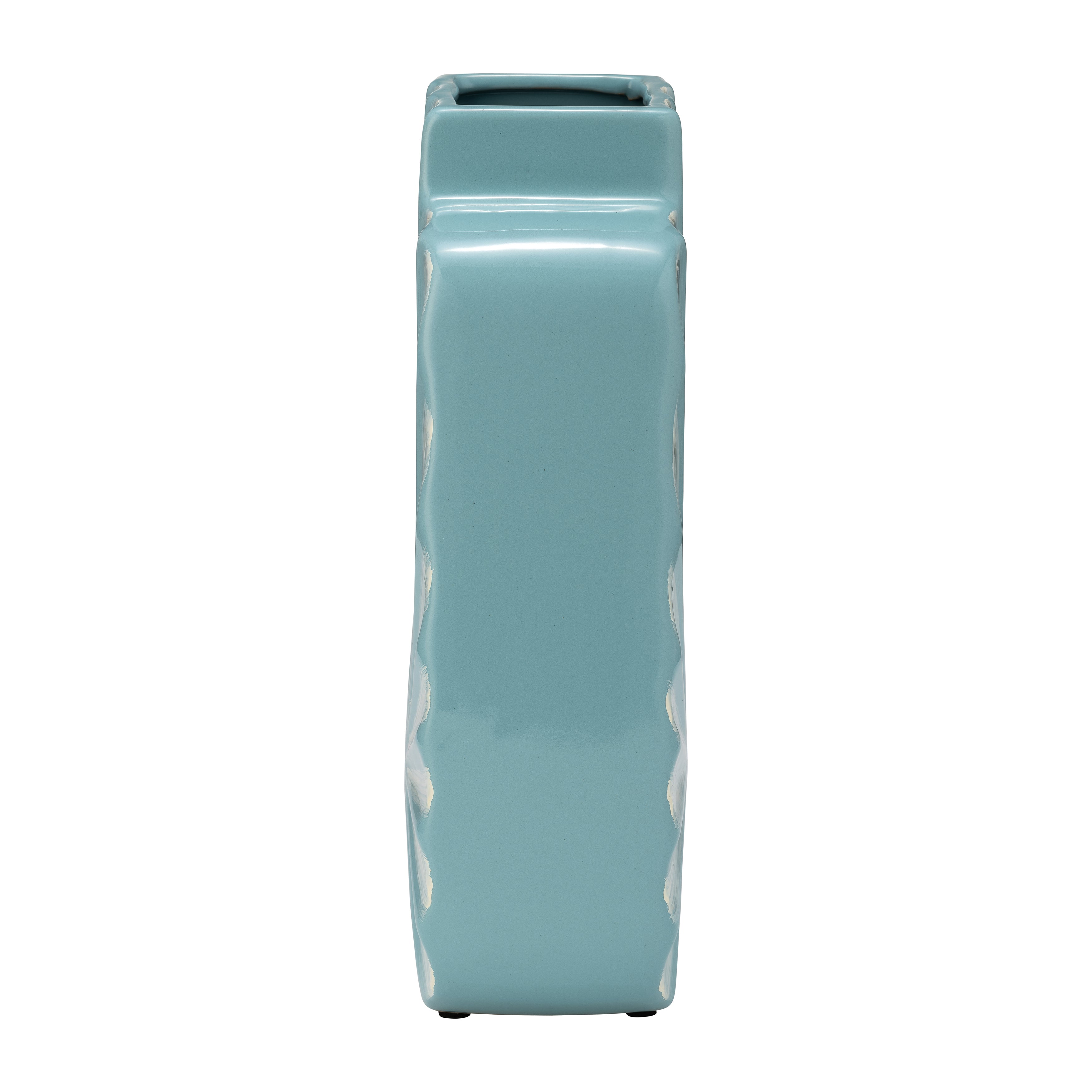Sun-Kissed Shores: 12" Textured Aqua Vase - A Coastal Catch