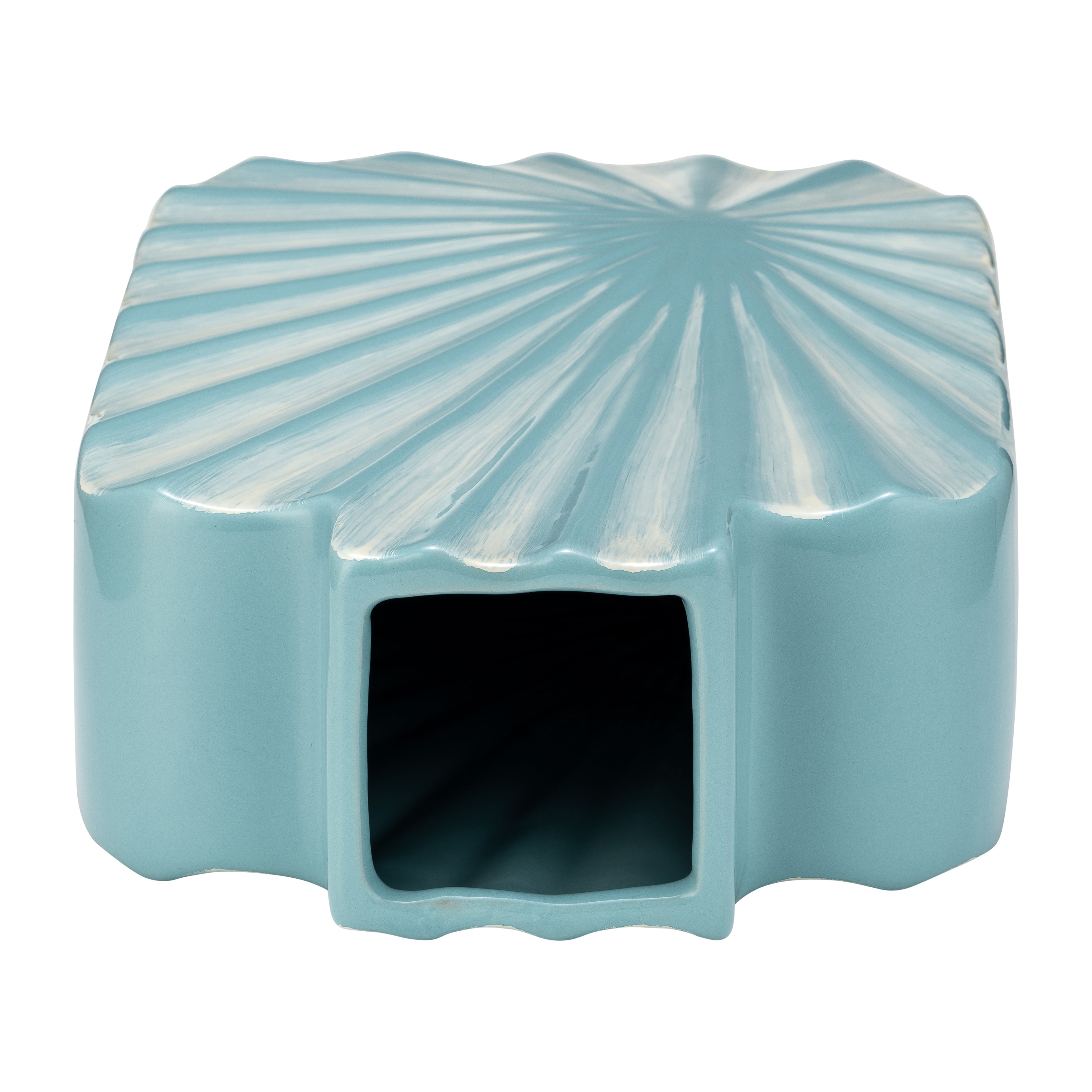 Sun-Kissed Shores: 12" Textured Aqua Vase - A Coastal Catch