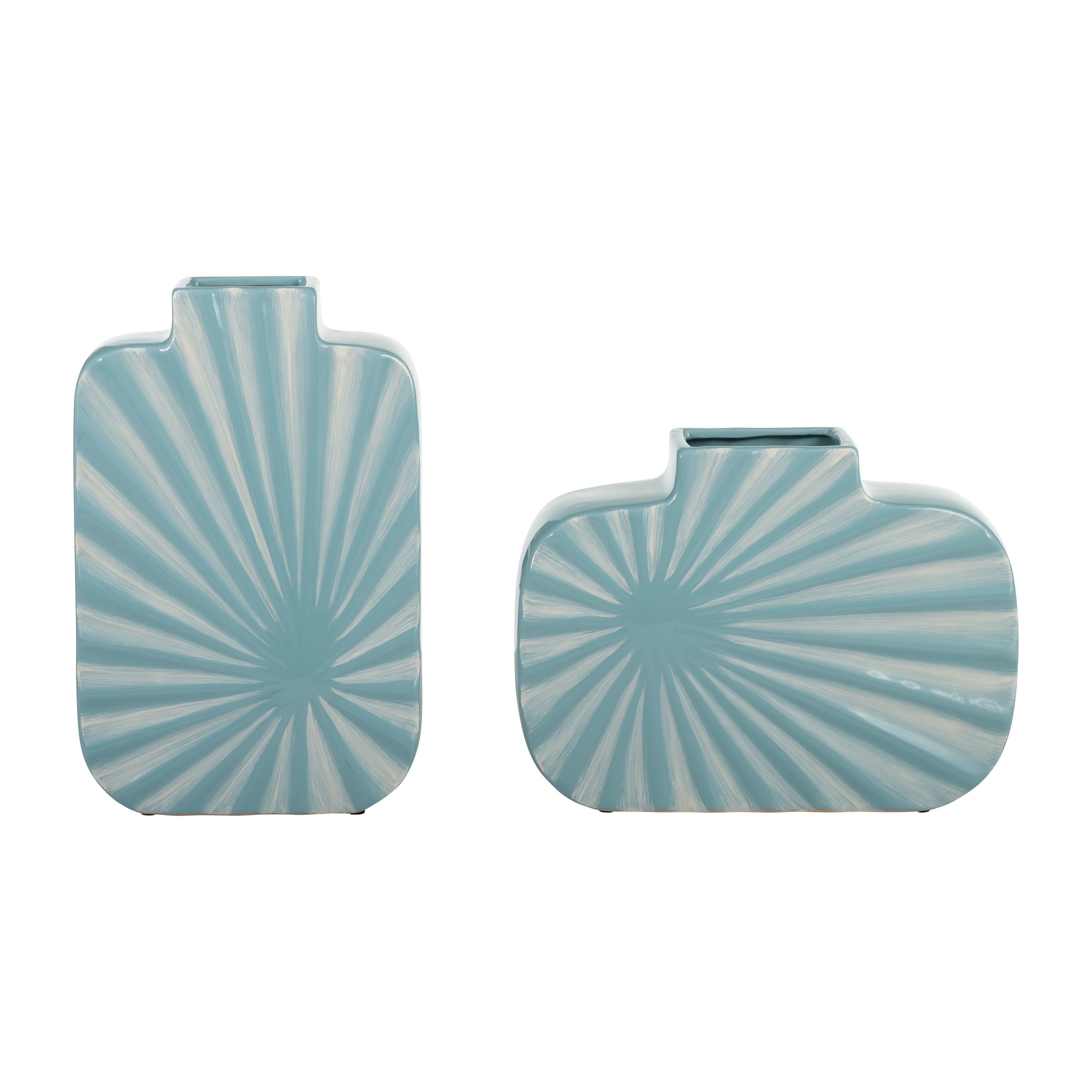 Sun-Kissed Shores: 12" Textured Aqua Vase - A Coastal Catch
