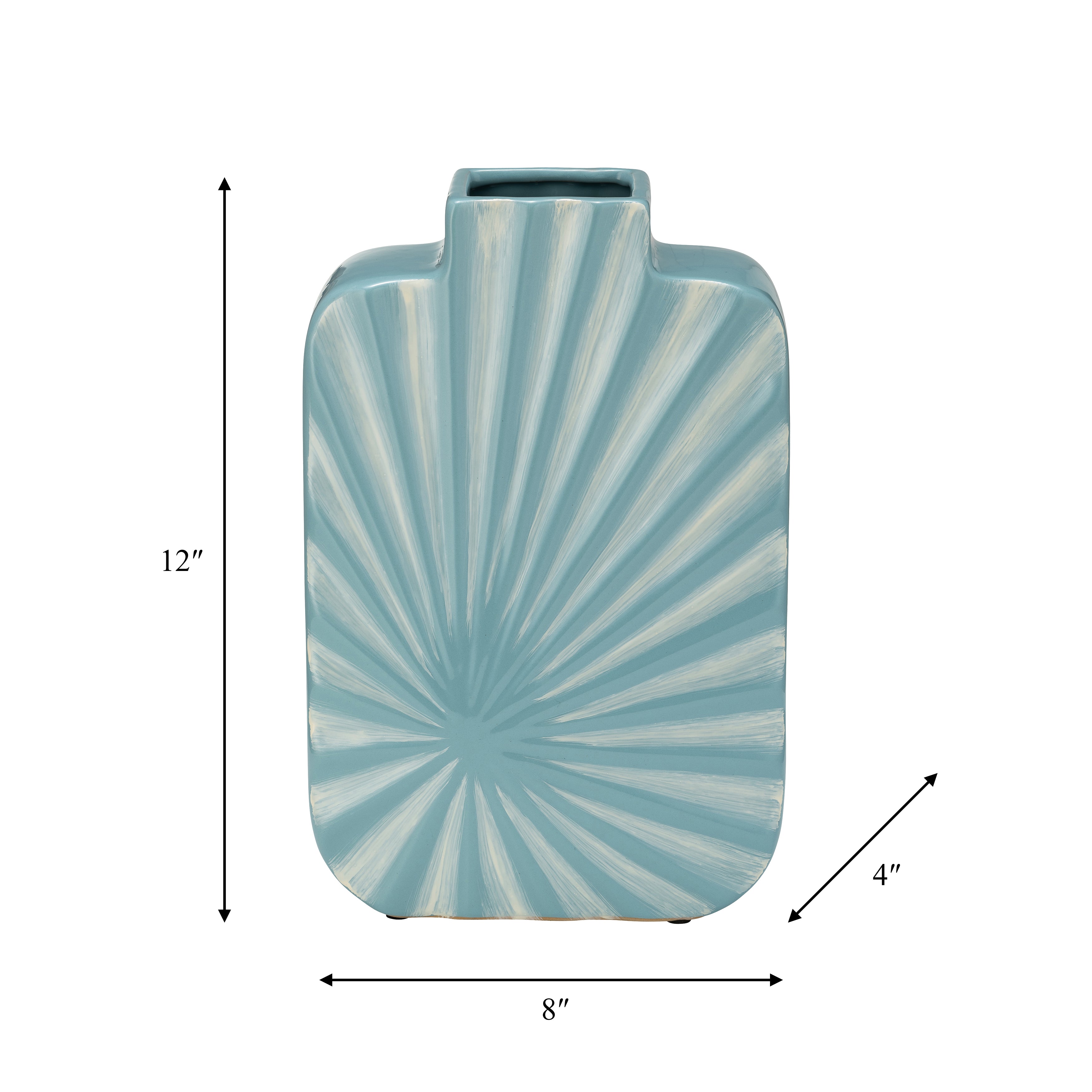 Sun-Kissed Shores: 12" Textured Aqua Vase - A Coastal Catch