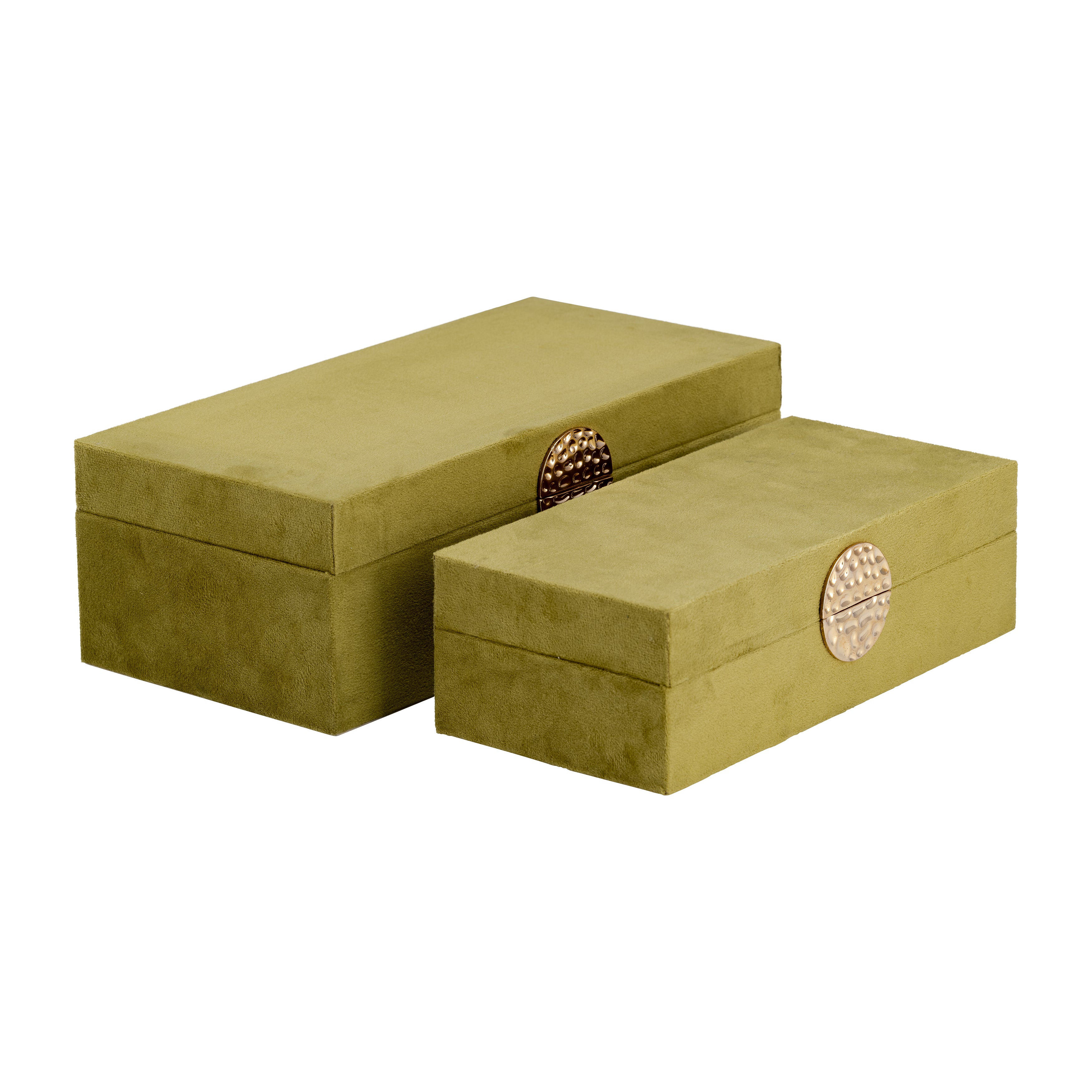Apothecary's Archive: Olive & Gold Wood Boxes (Set of 2)