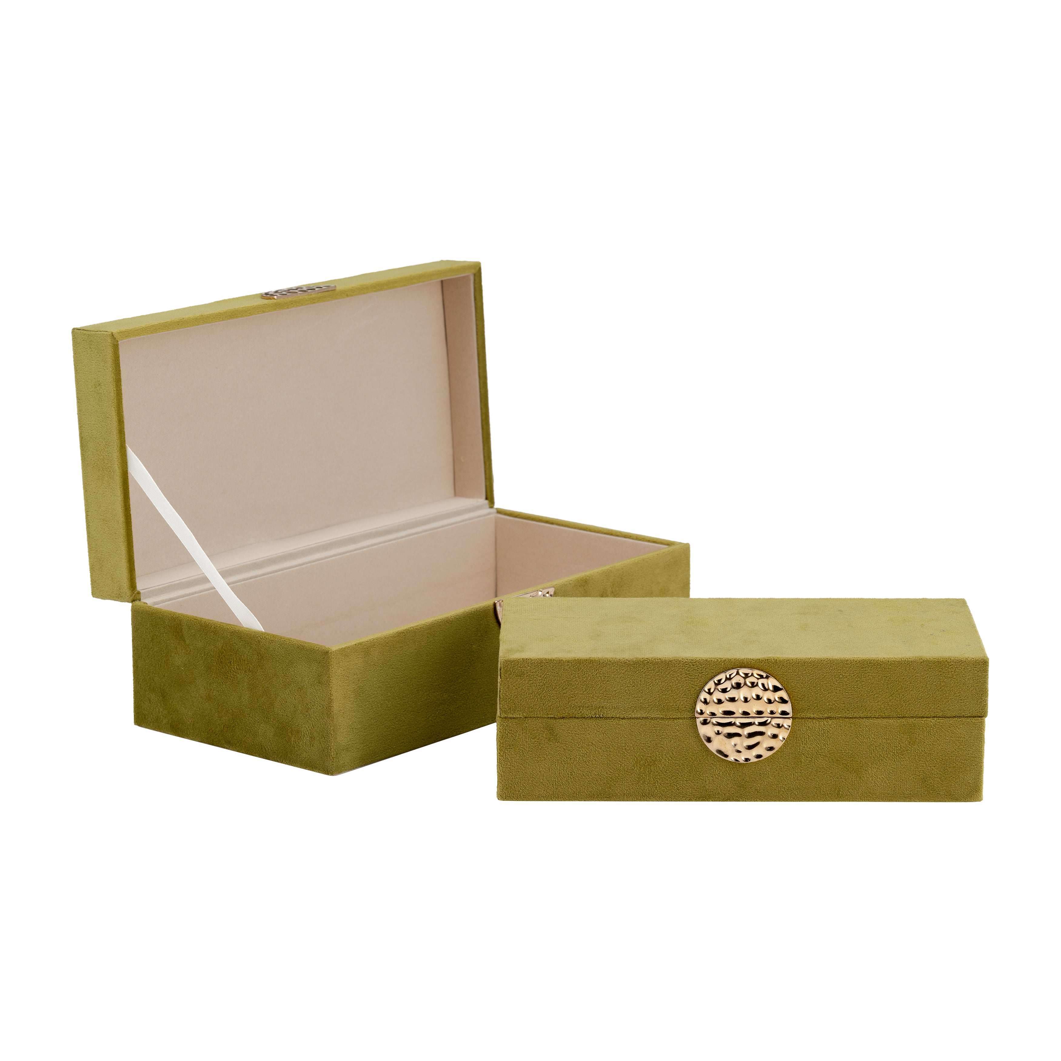 Apothecary's Archive: Olive & Gold Wood Boxes (Set of 2)