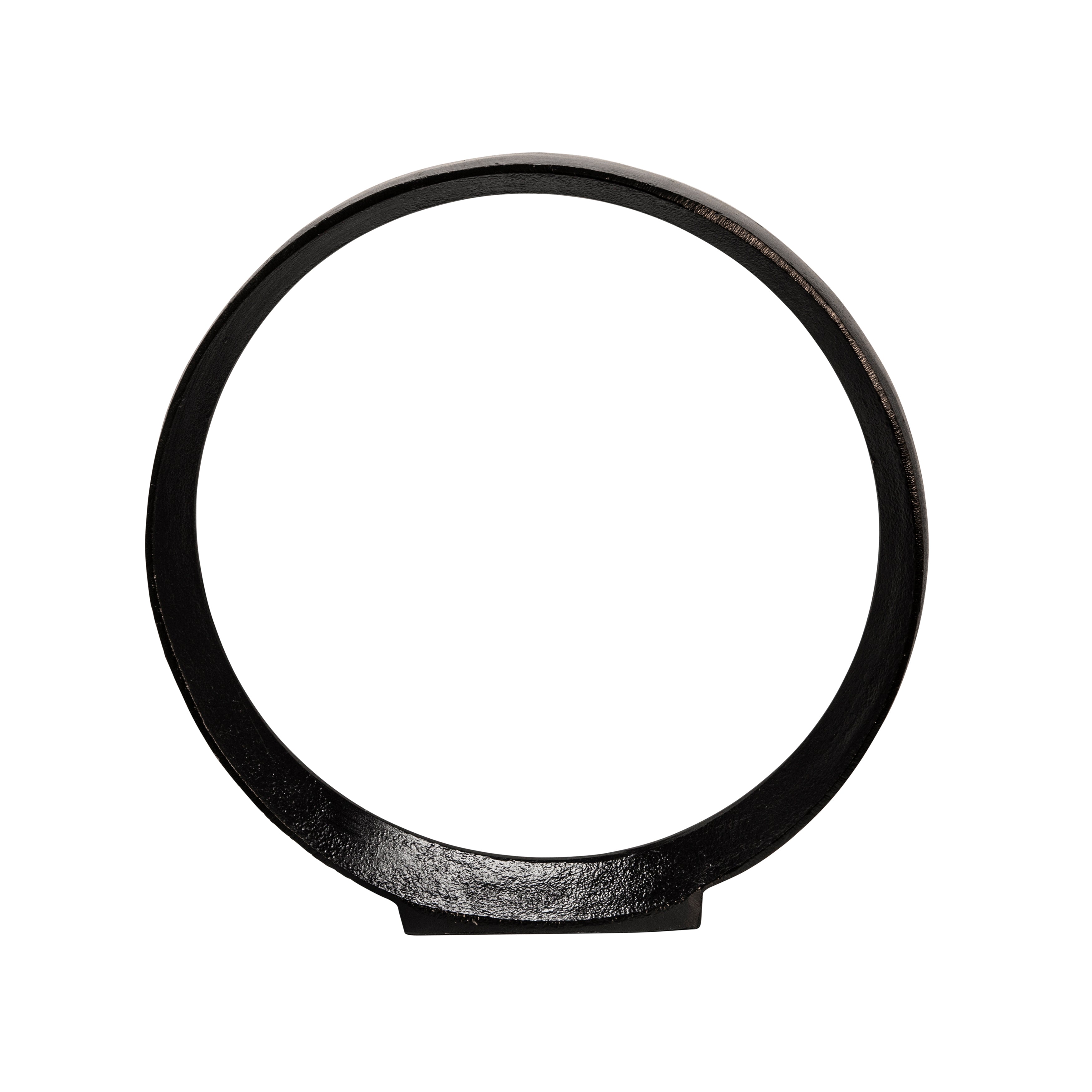 Set of 2 Contemporary 12/14-Inch Black Aluminum Rings: Modern Home Decor Accent