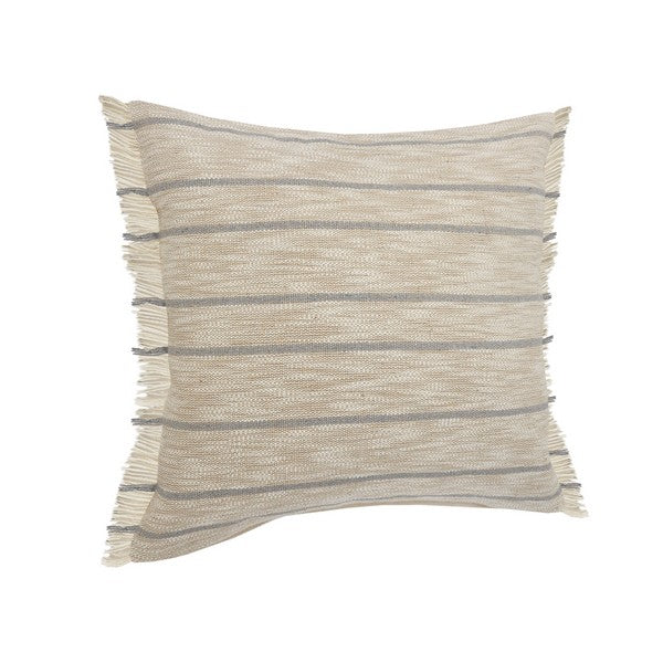 Natural Stripe Fringed 20 x 20 Pillow
