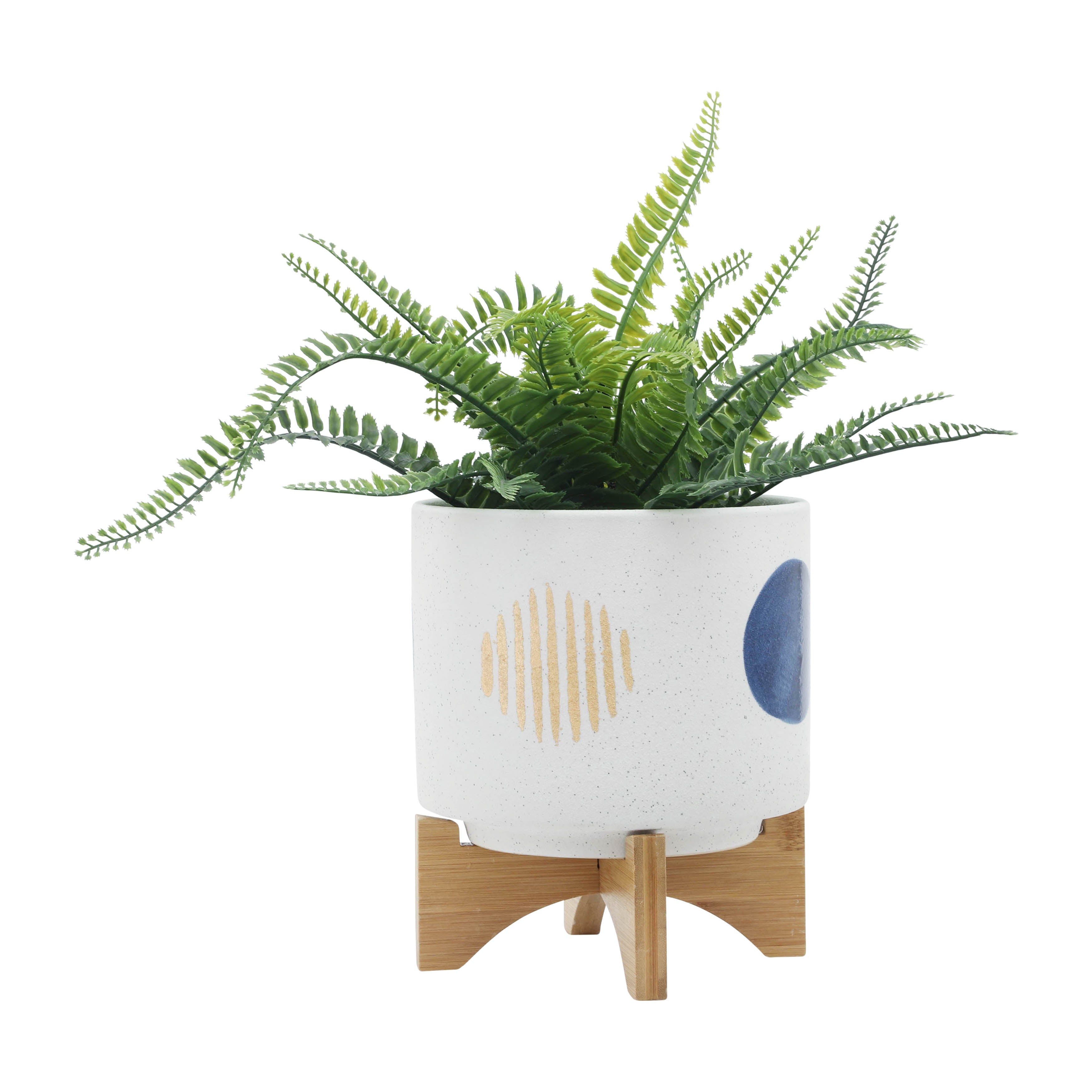 S/2 5/8" Funky Planter W/ Stand, White