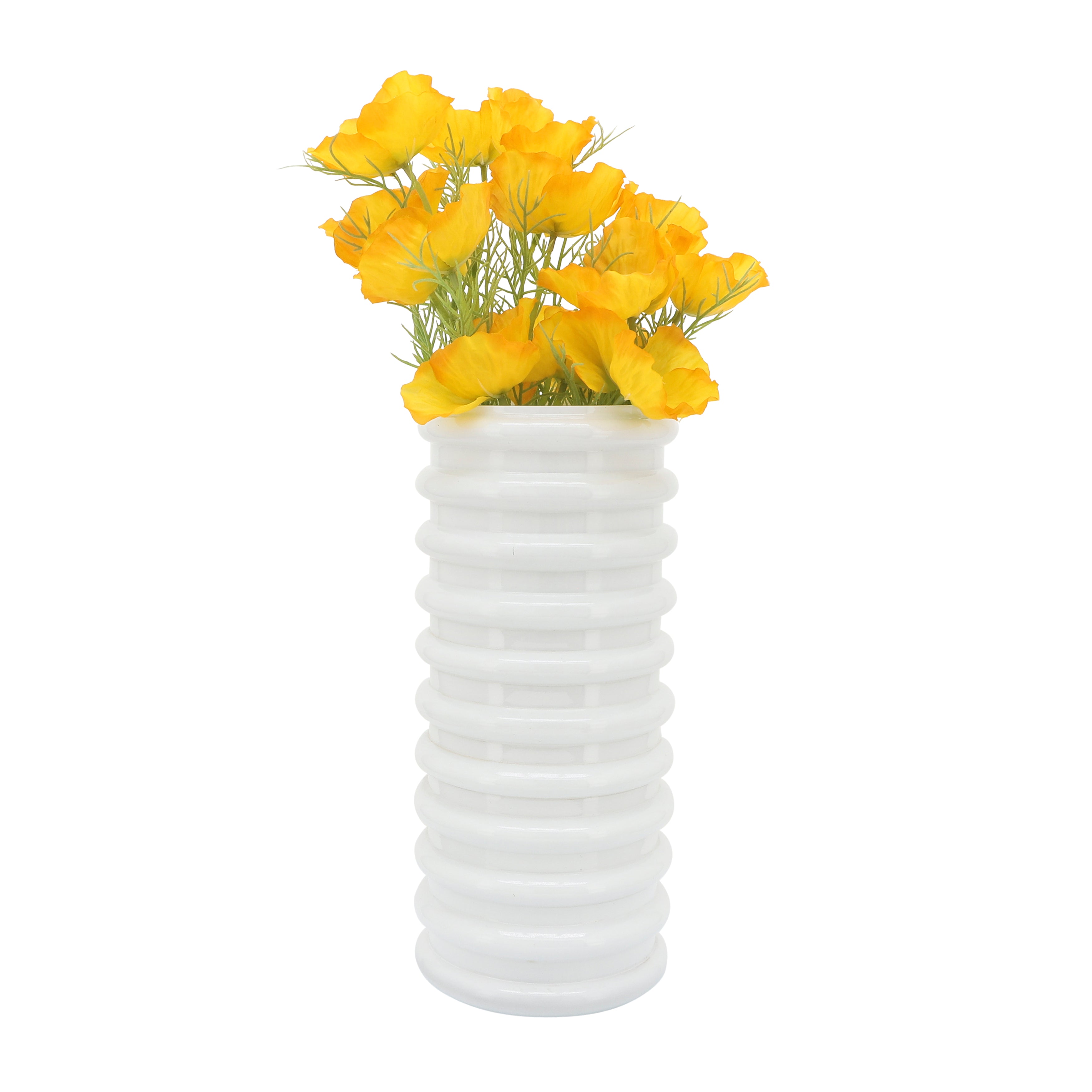 Bring on the Blooms! 14" White Scalloped Vase for Breathtaking Bouquets