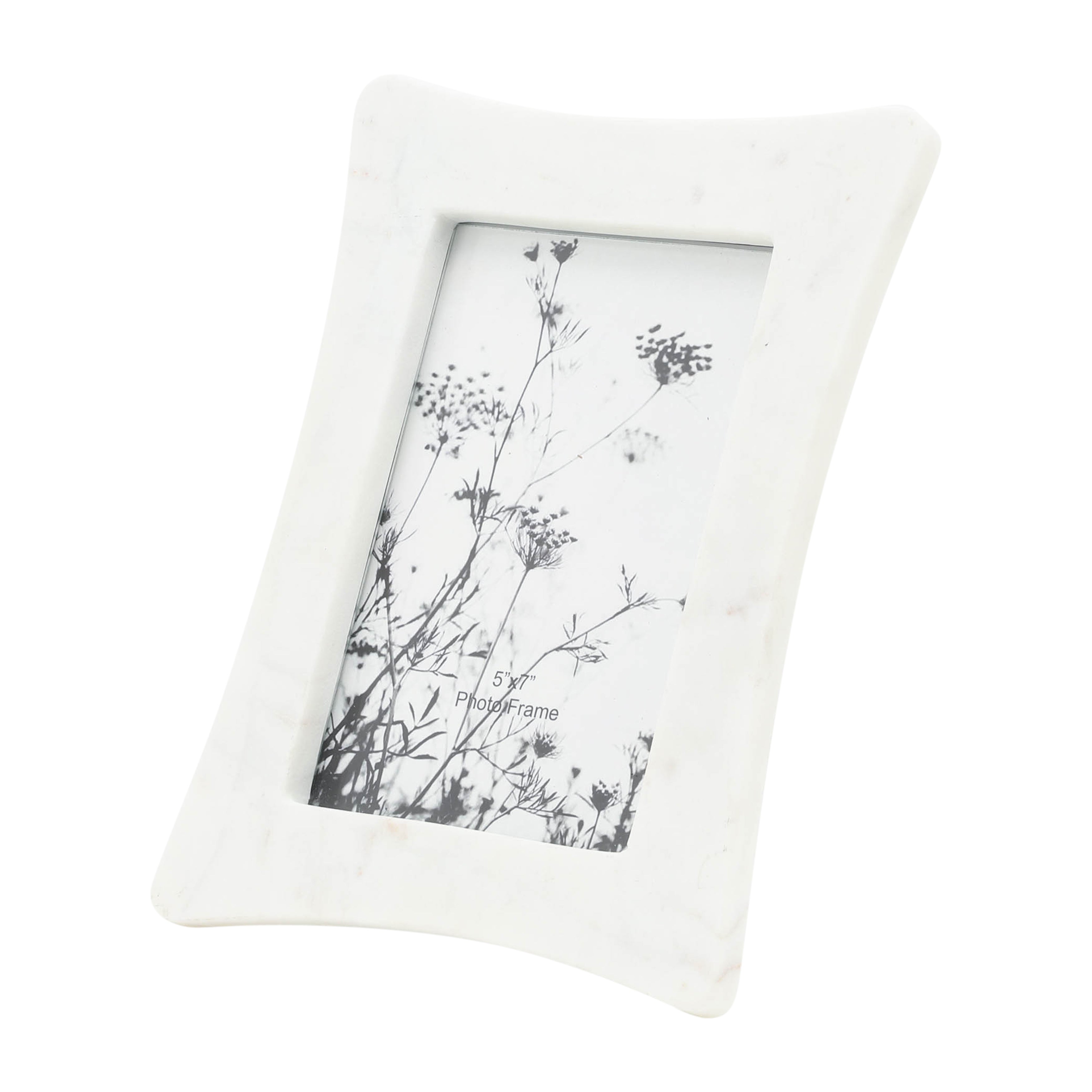Classic Marble Touch: White Curved 5x7 Photo Frame for Timeless Décor