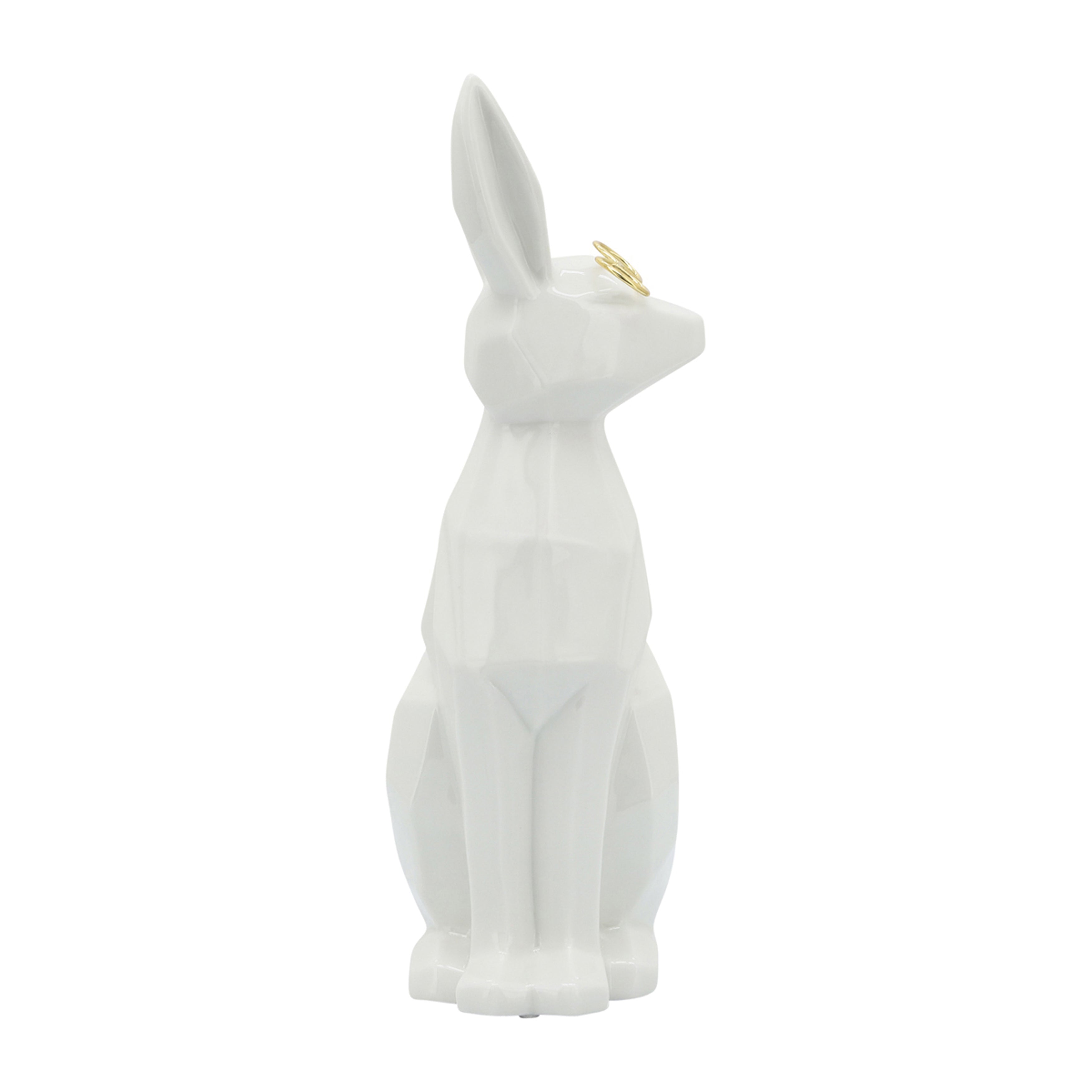 Hoppy Hour for Your Home: 11" White & Gold Bunny with Glasses