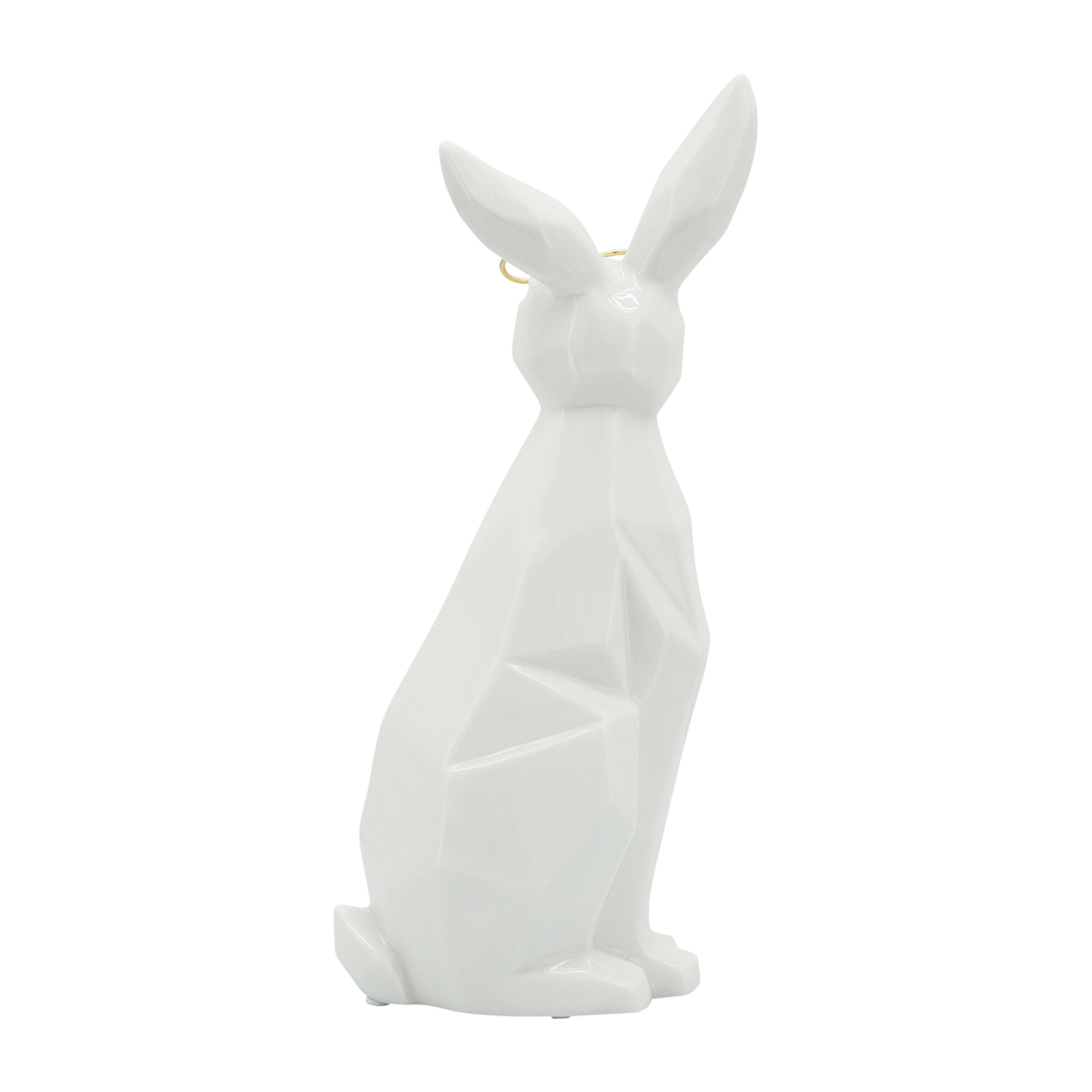 Hoppy Hour for Your Home: 11" White & Gold Bunny with Glasses