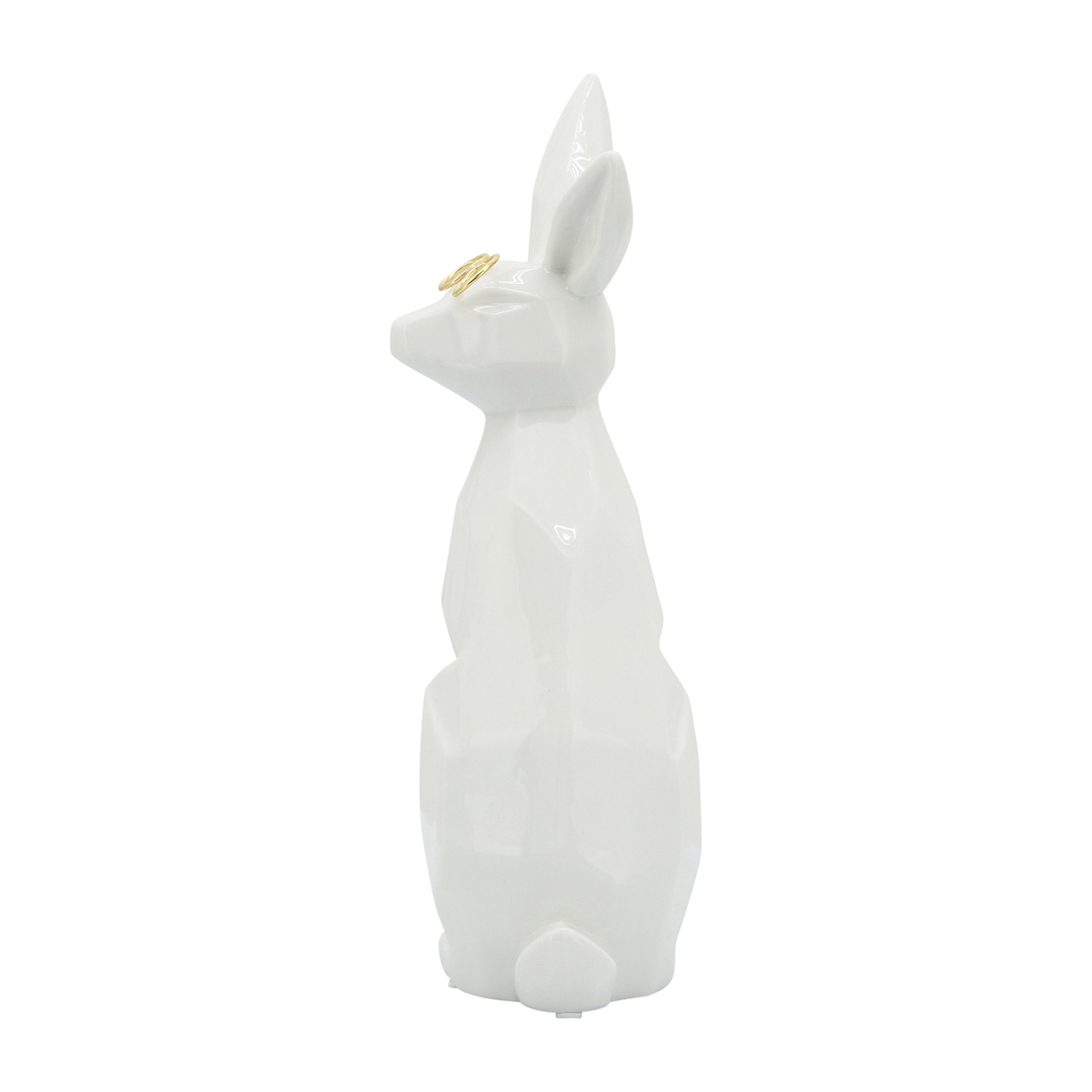 Hoppy Hour for Your Home: 11" White & Gold Bunny with Glasses
