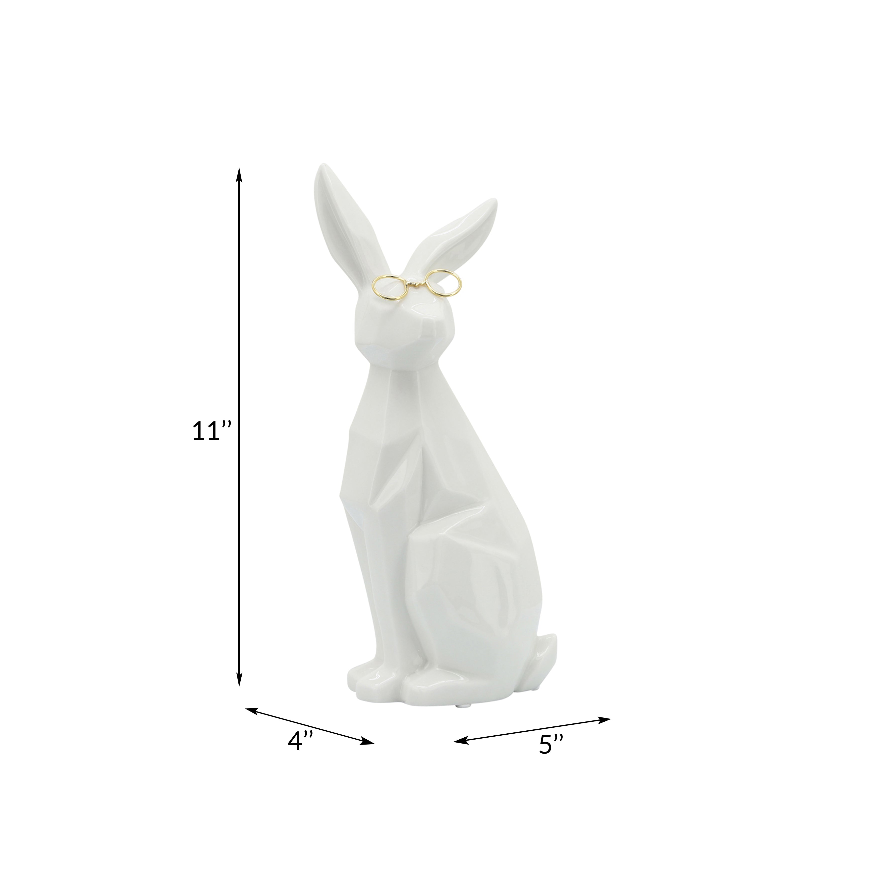 Hoppy Hour for Your Home: 11" White & Gold Bunny with Glasses