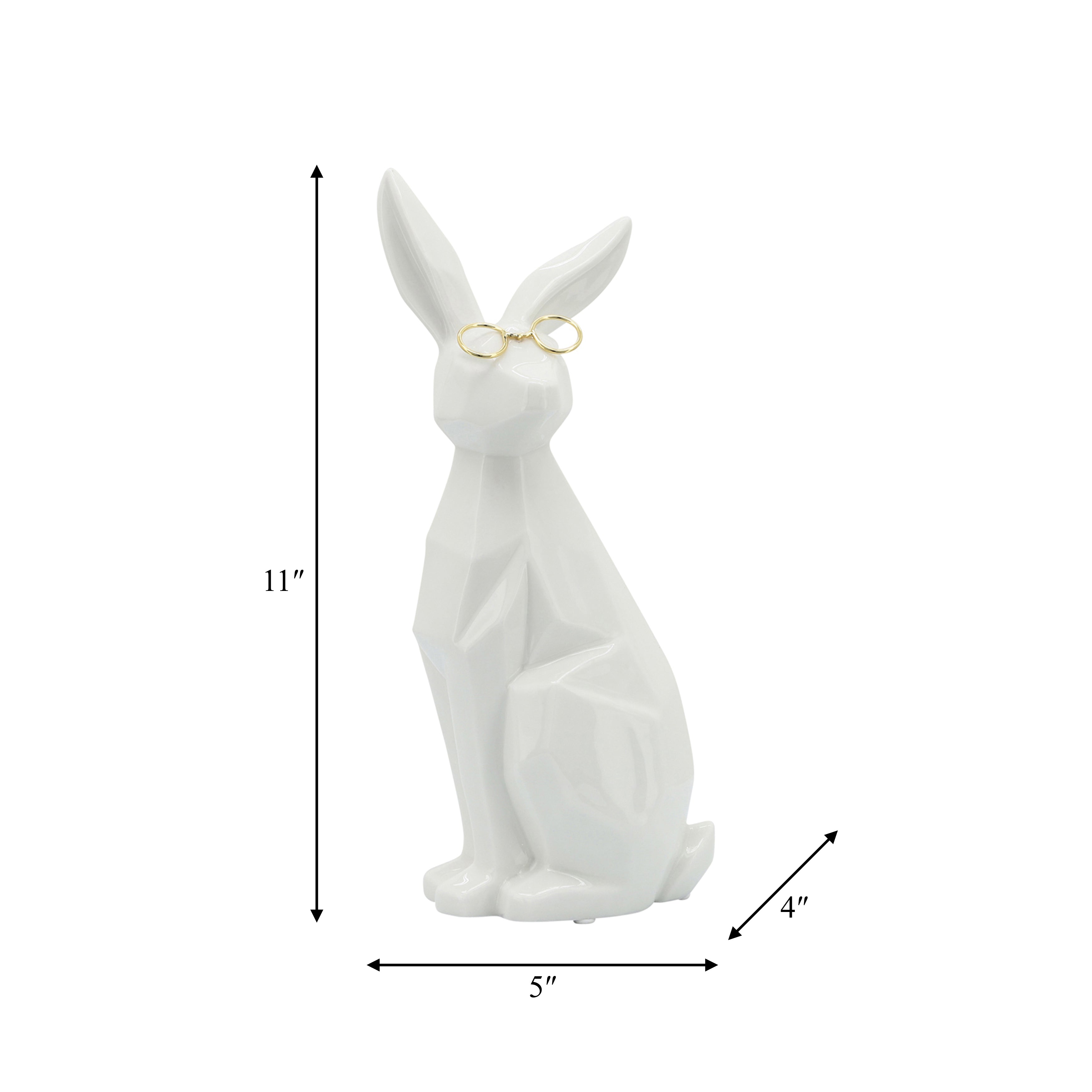 Hoppy Hour for Your Home: 11" White & Gold Bunny with Glasses
