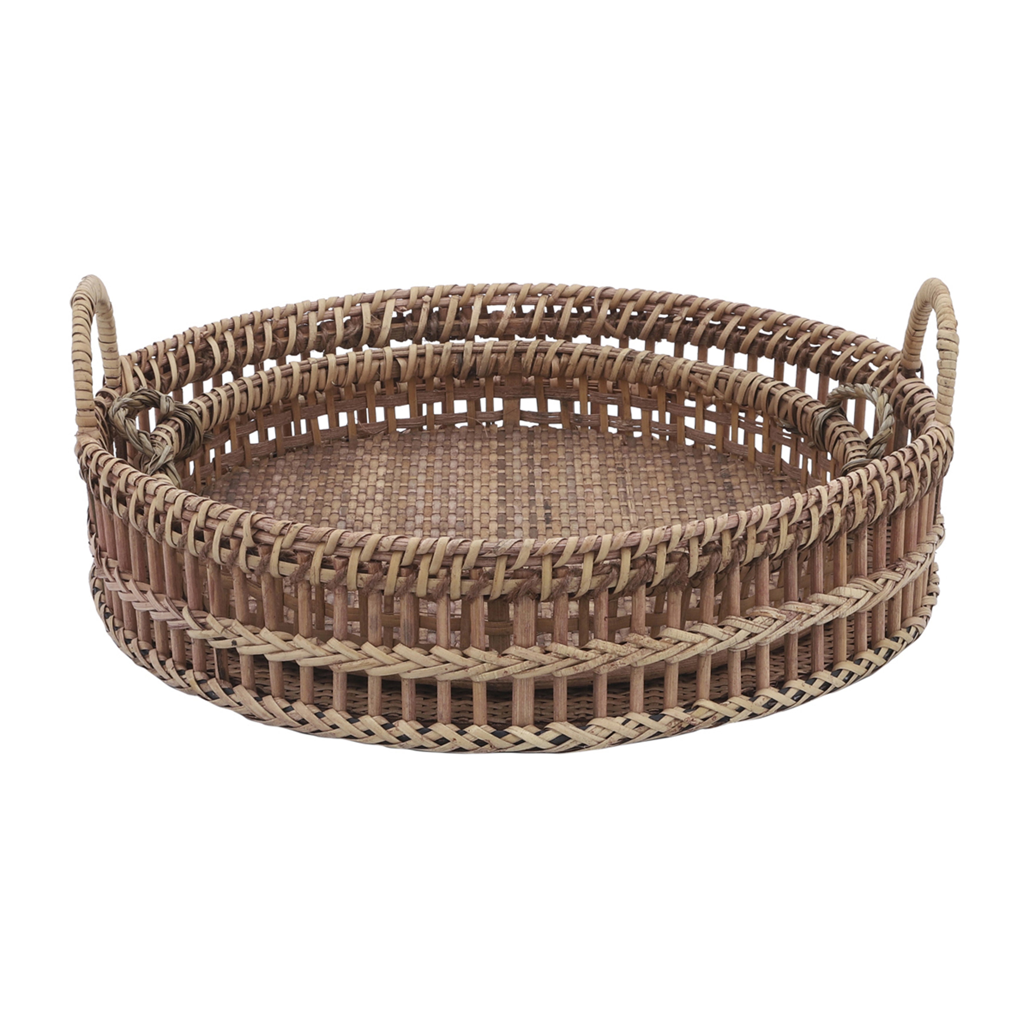 Serving Up Sunshine: Natural Rattan Trays (Set of 2) - 12" & 14"