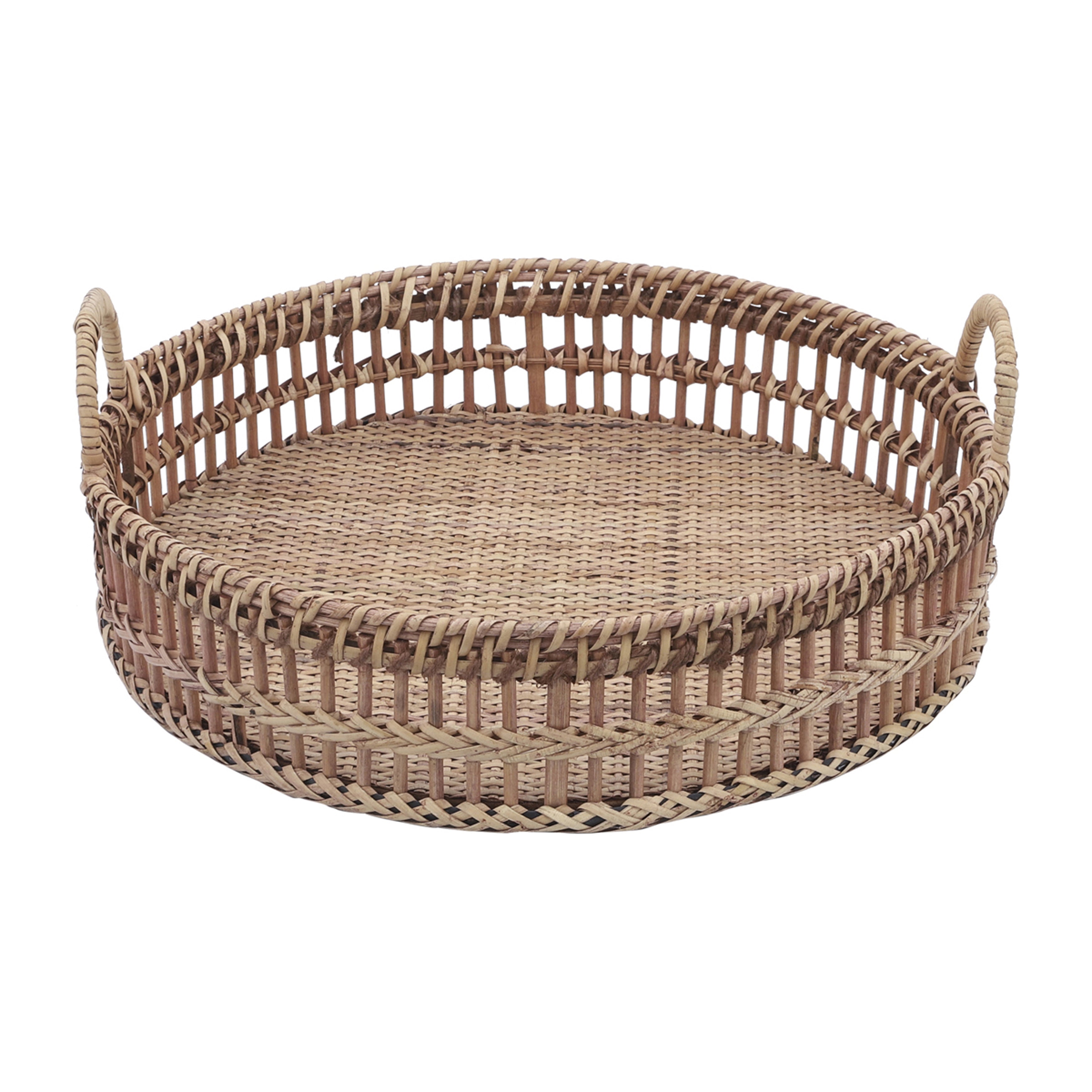 Serving Up Sunshine: Natural Rattan Trays (Set of 2) - 12" & 14"