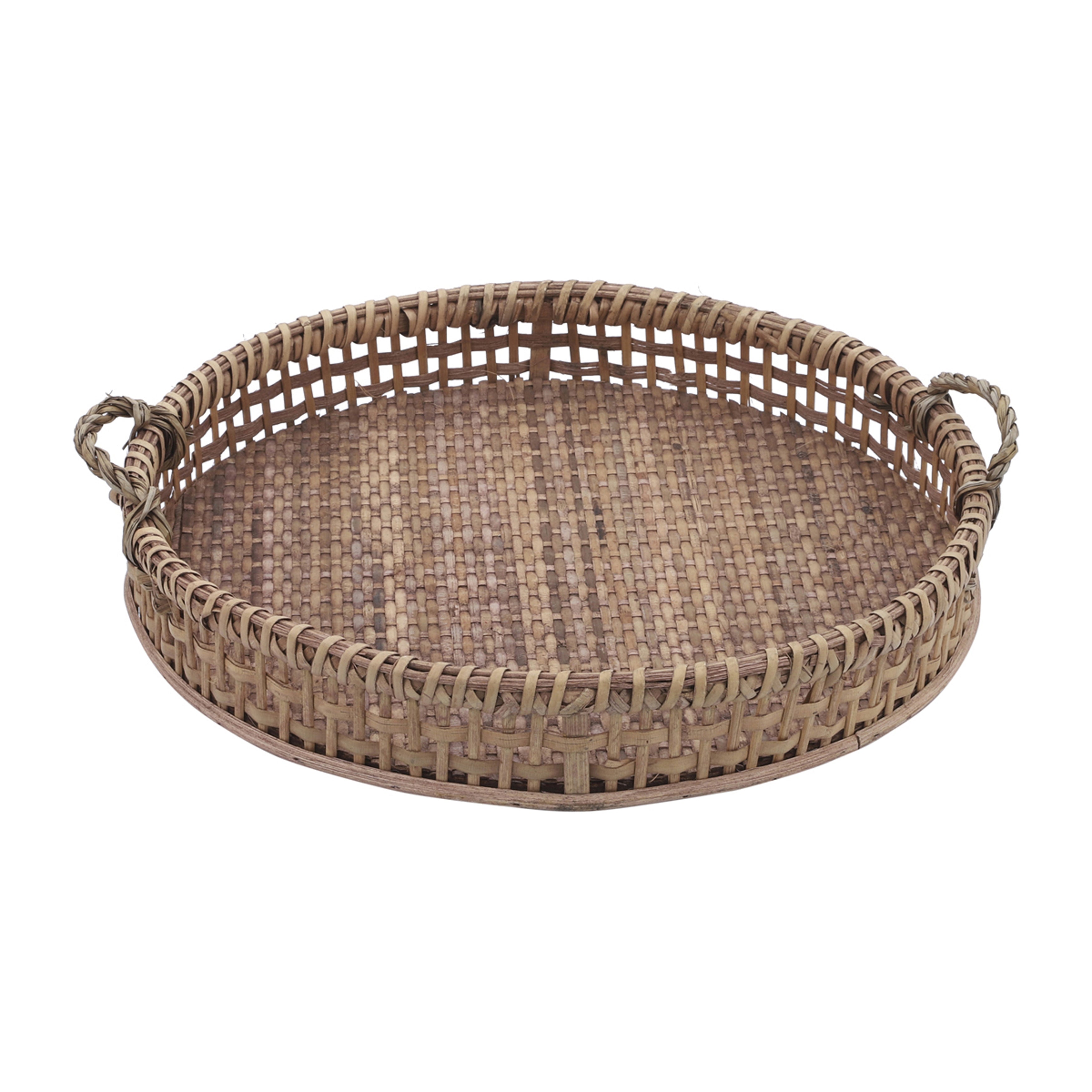 Serving Up Sunshine: Natural Rattan Trays (Set of 2) - 12" & 14"