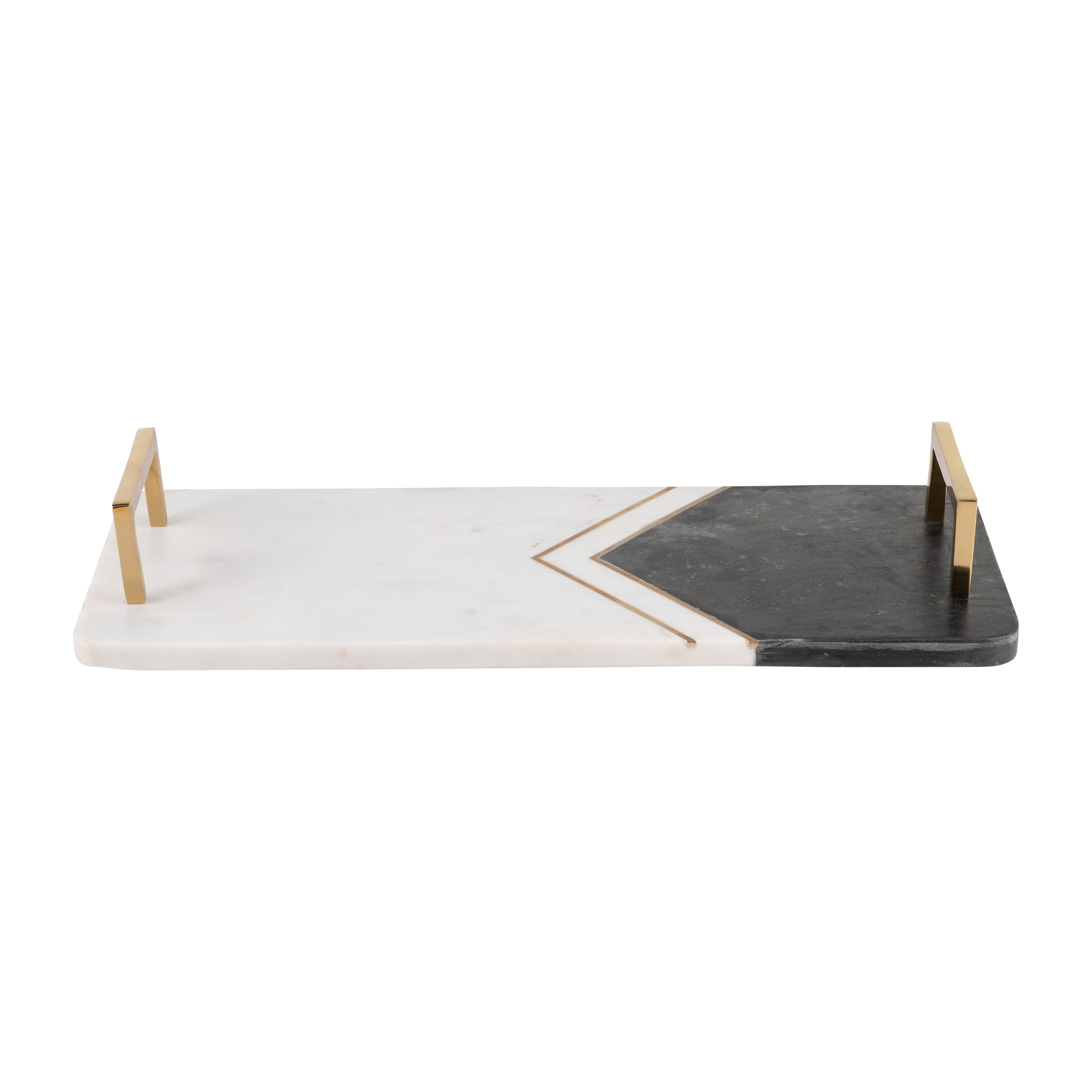 Glam Marble Tray: 2"H, White/Copper Handles - Serve in Style