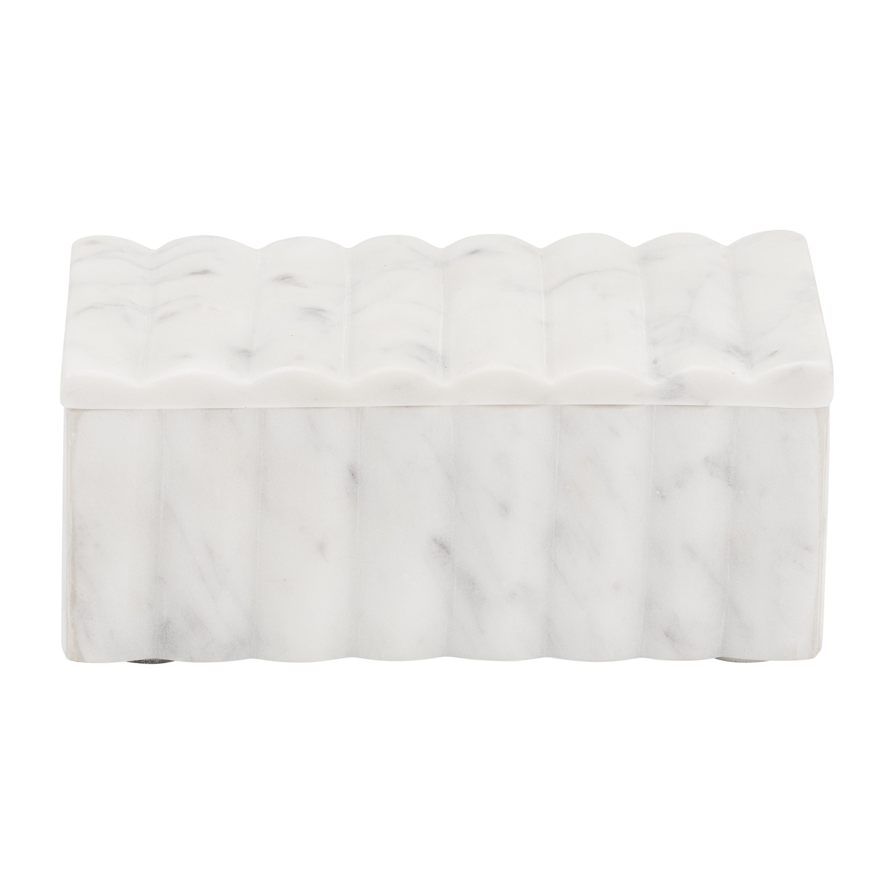 Clamshell Chic: White Marble Textured Container (Coastal Vibes)