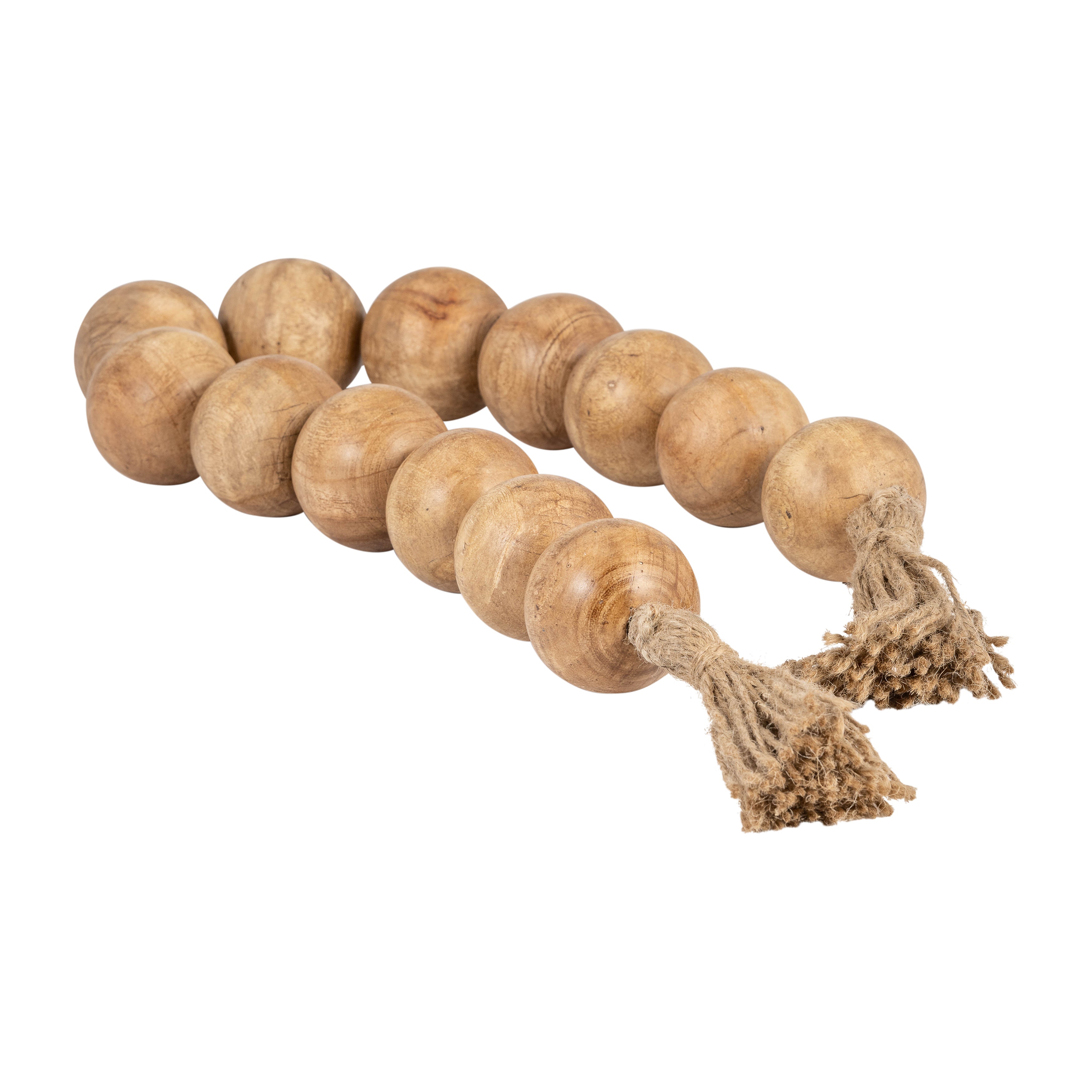 Bohemian Bliss: Natural Wood Bead Garland with Tassel (32")