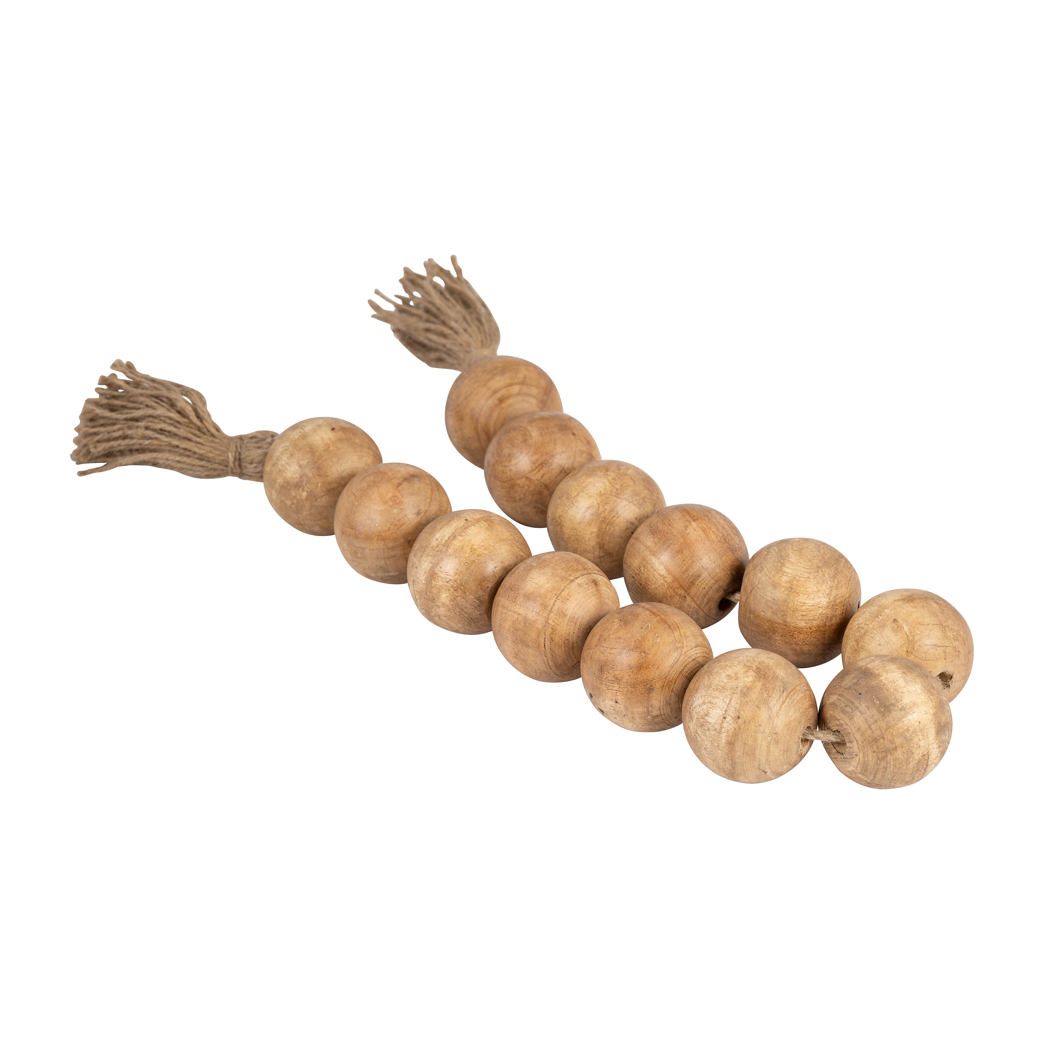 Bohemian Bliss: Natural Wood Bead Garland with Tassel (32")