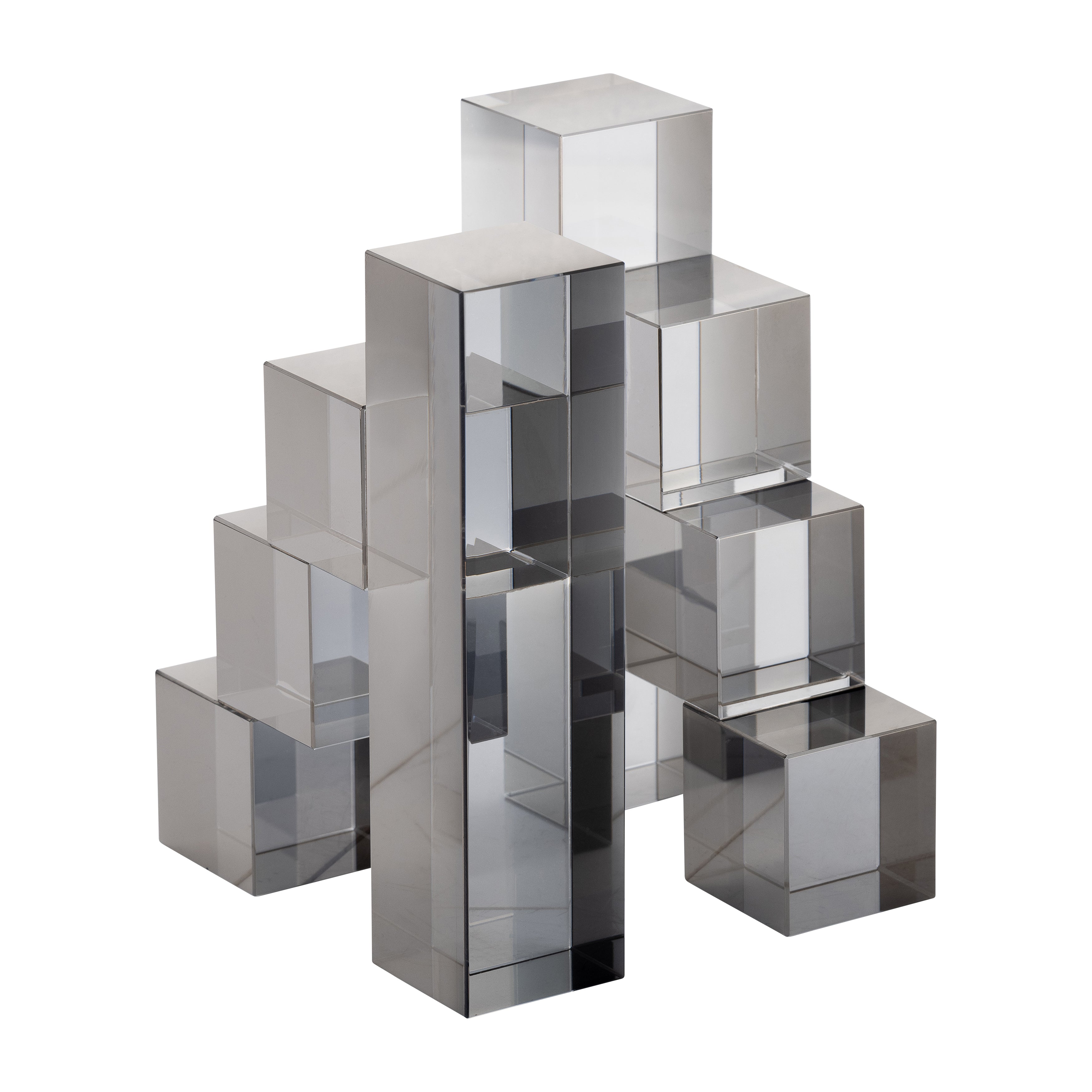 Falling into Place: Glass Tetris Bookends (Smoke Set)