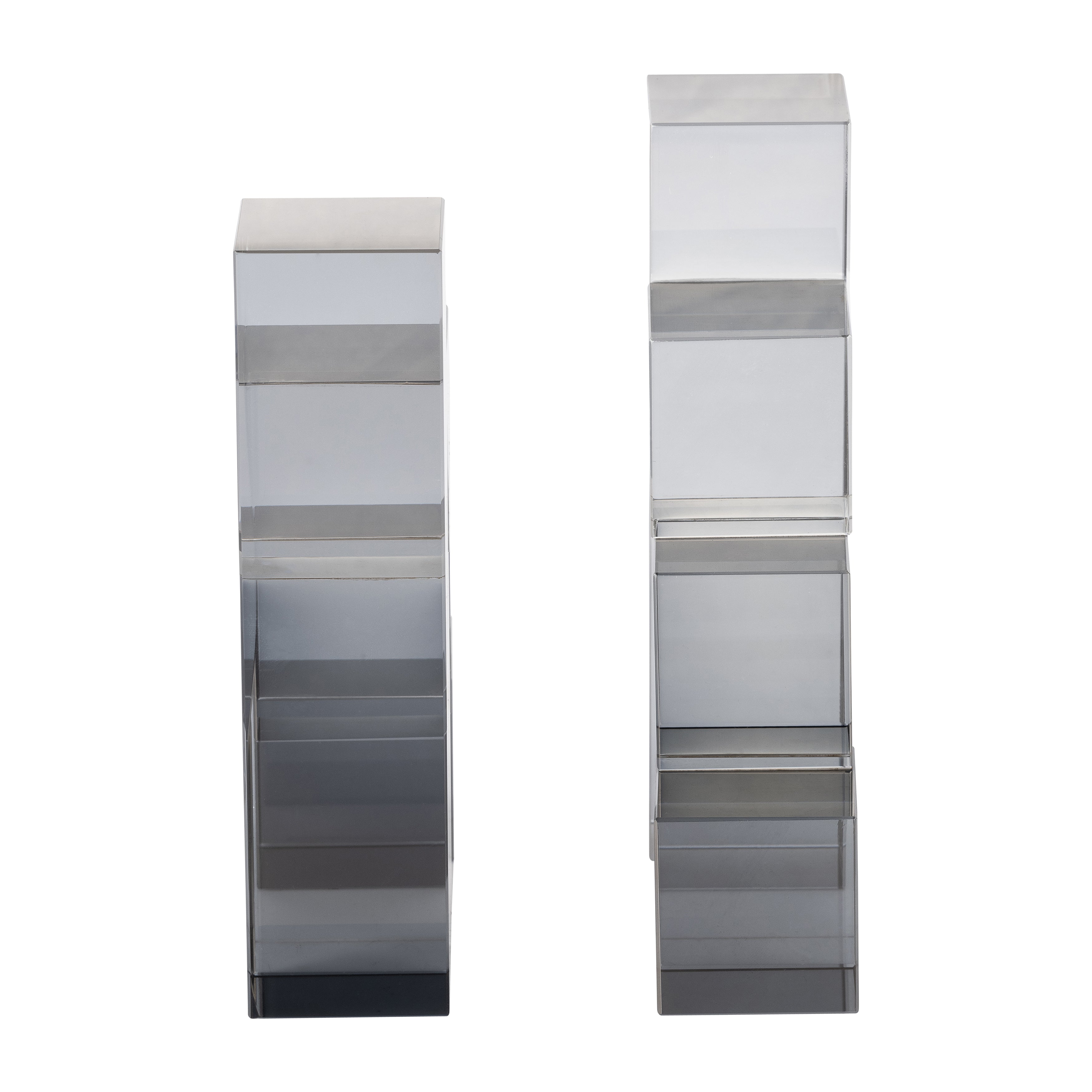 Falling into Place: Glass Tetris Bookends (Smoke Set)