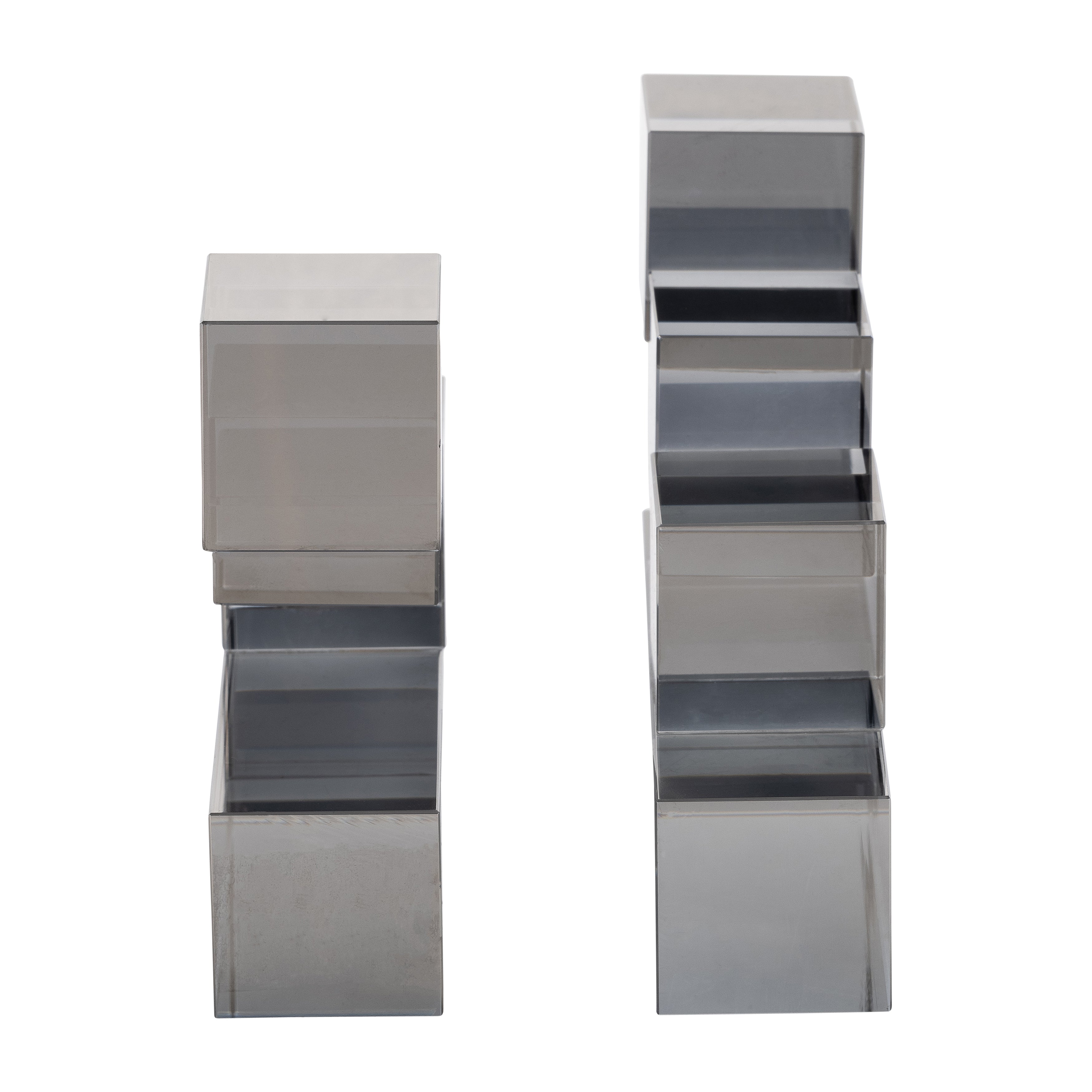 Falling into Place: Glass Tetris Bookends (Smoke Set)