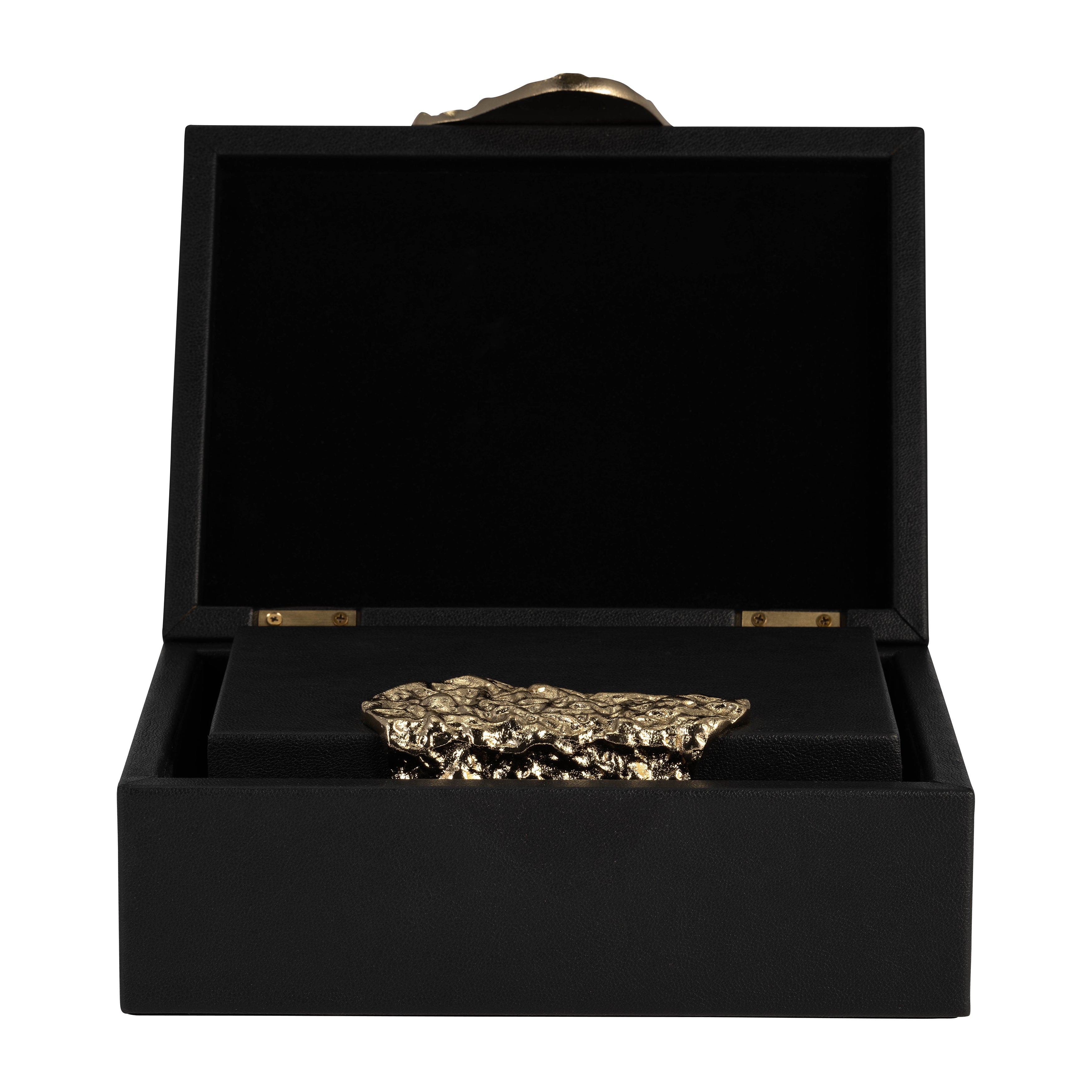 Charcoal Constellation: Black Leather Boxes with Gold Accents