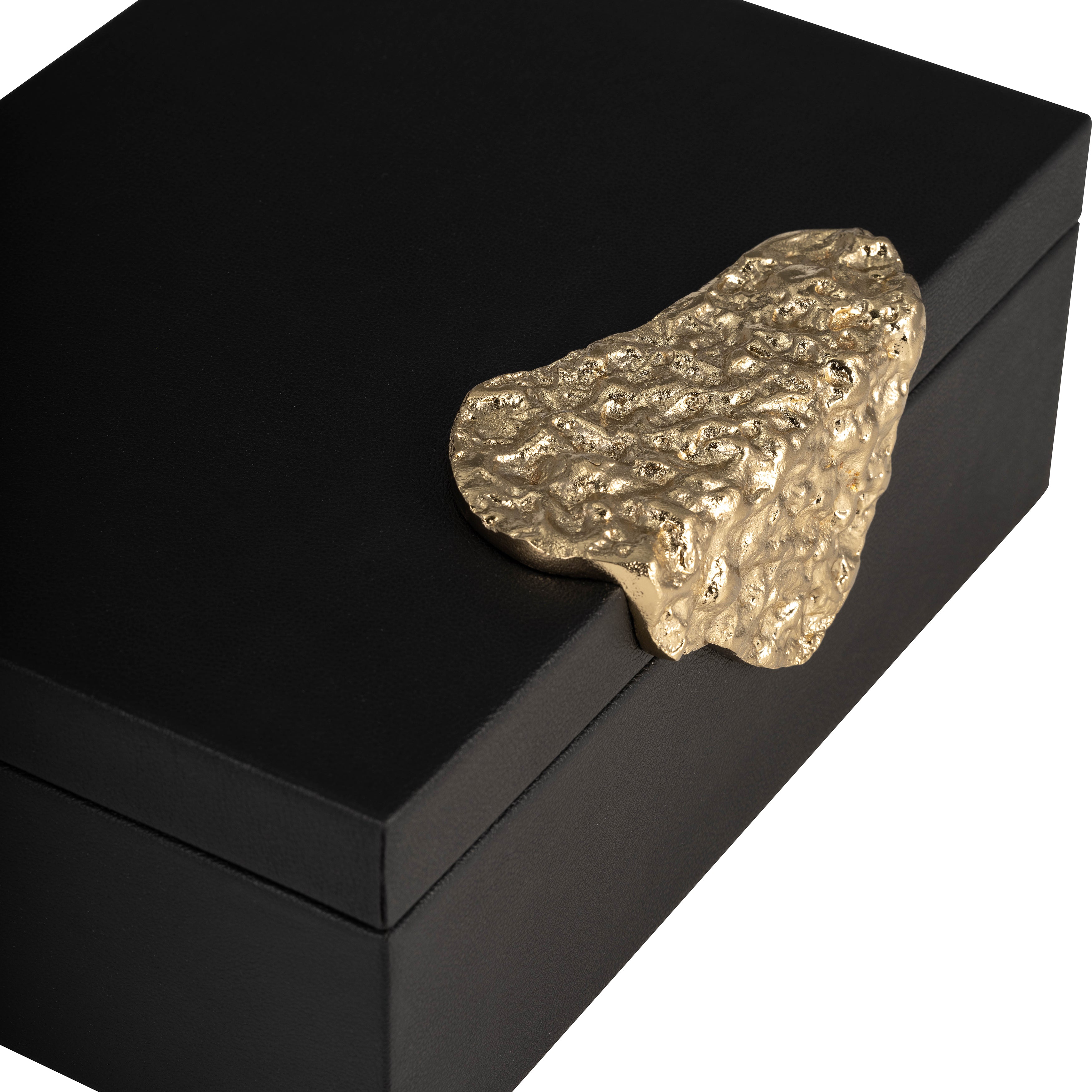Charcoal Constellation: Black Leather Boxes with Gold Accents
