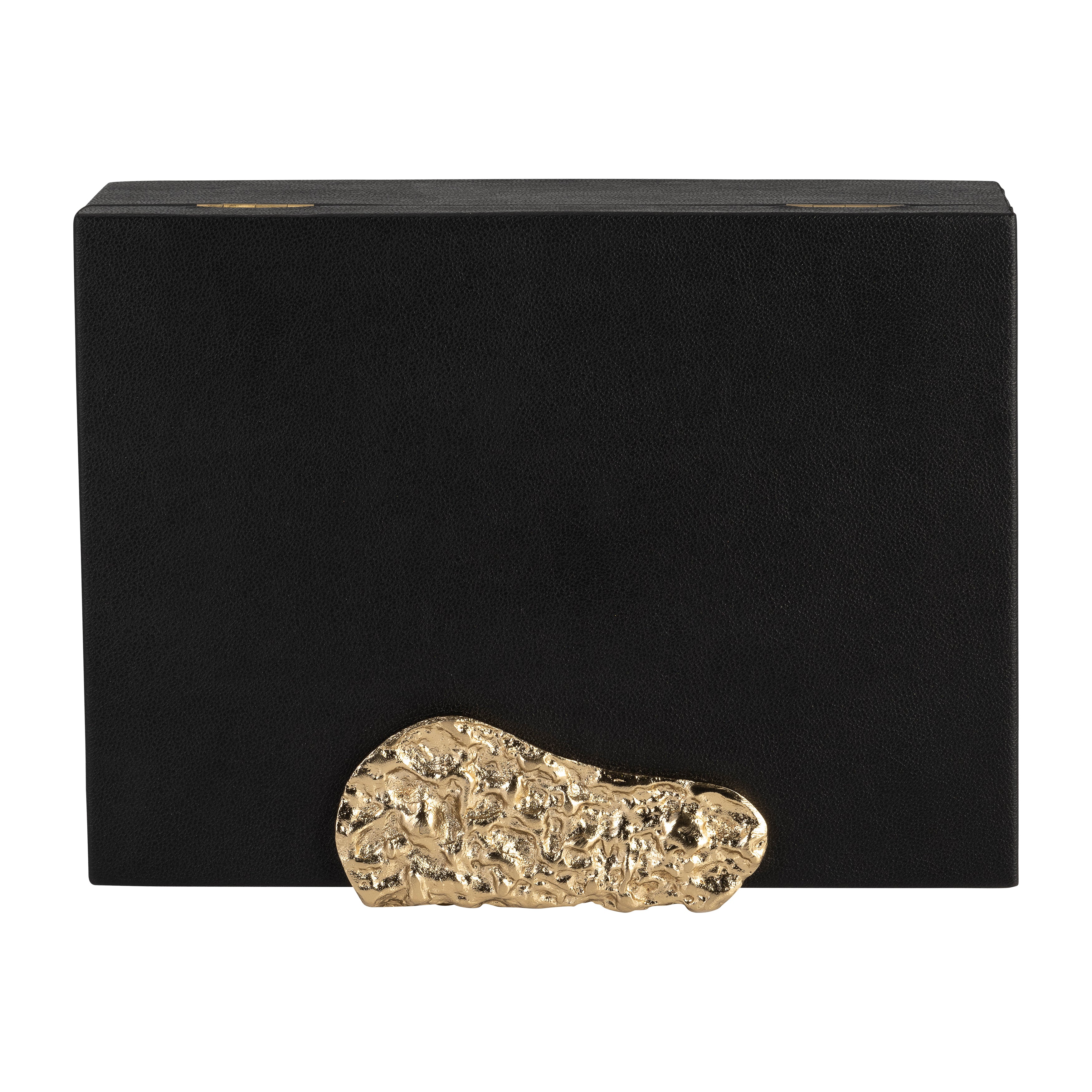 Charcoal Constellation: Black Leather Boxes with Gold Accents