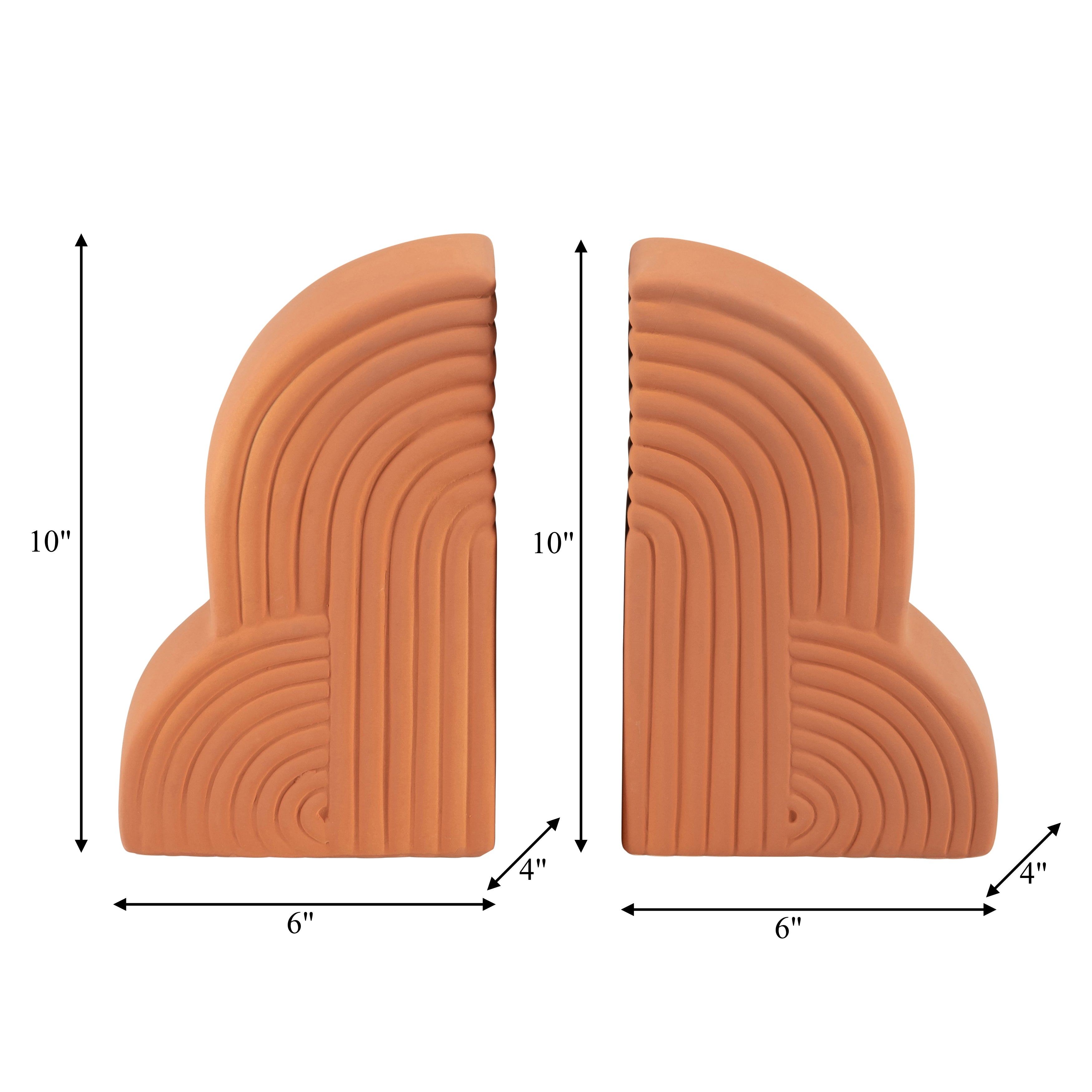 Canyon Curve: Terracotta Arch Bookends (Large Set)