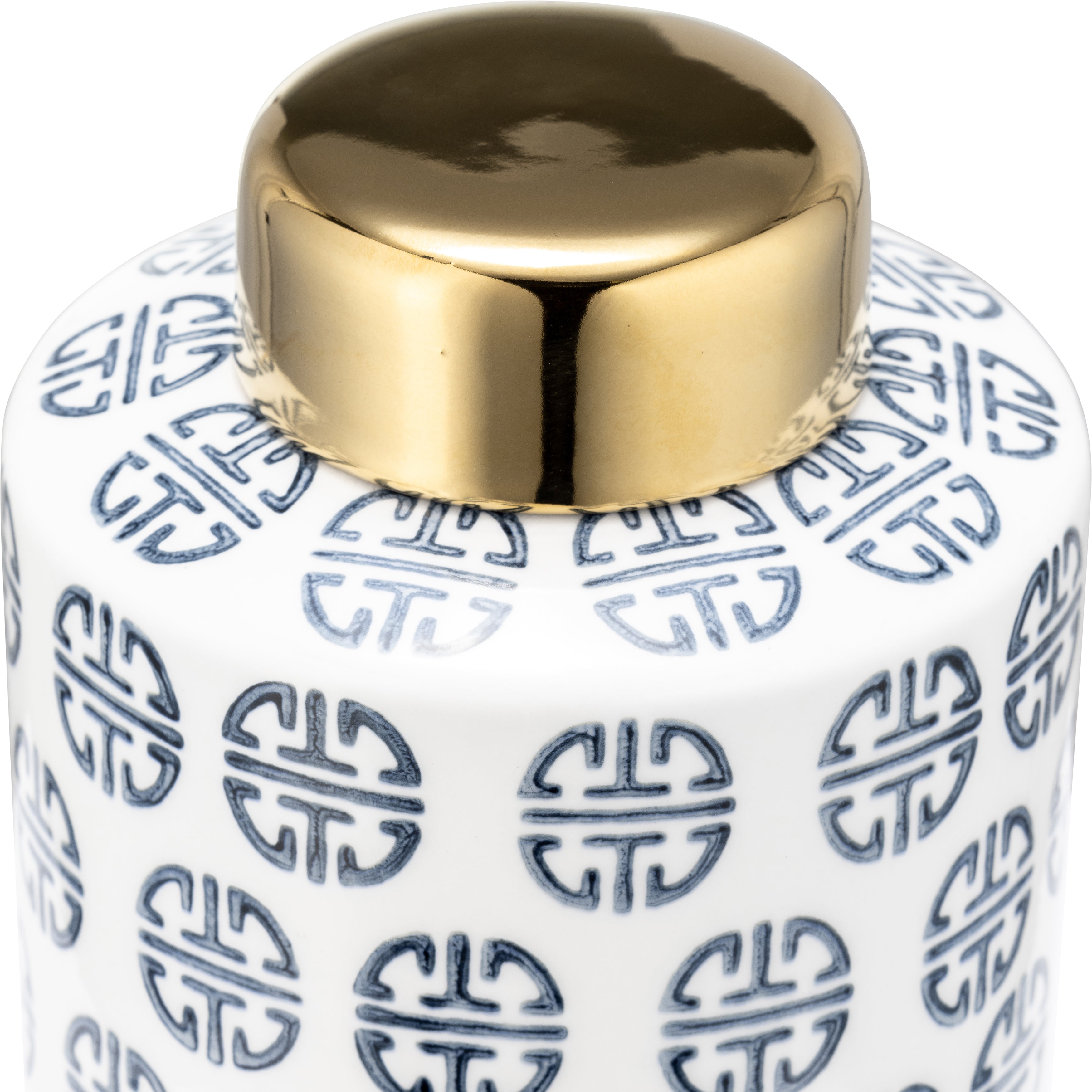 Contemporary Navy and White Ceramic Ginger Jar with Lid – Artistic Home Decor Accent