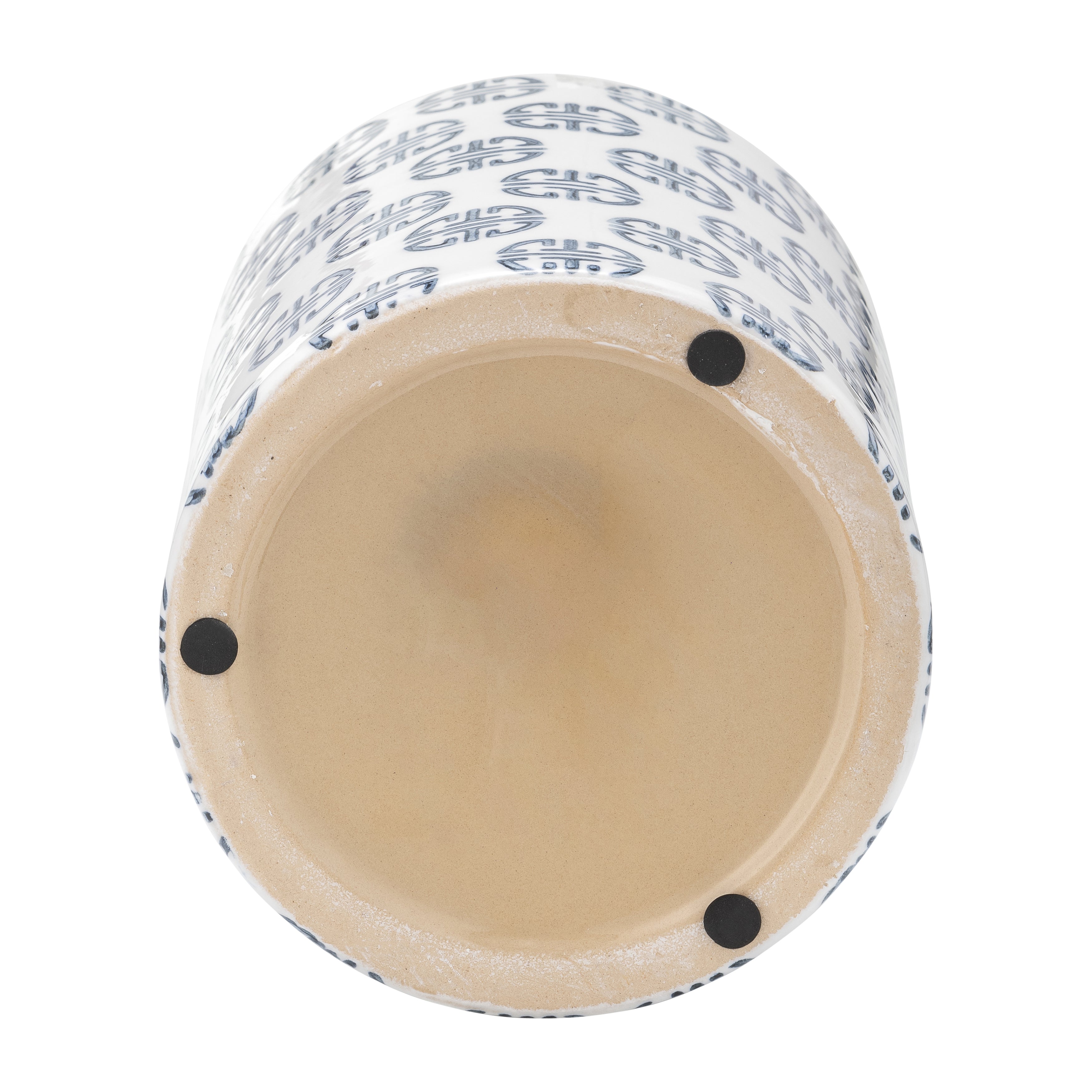 Contemporary Navy and White Ceramic Ginger Jar with Lid – Artistic Home Decor Accent