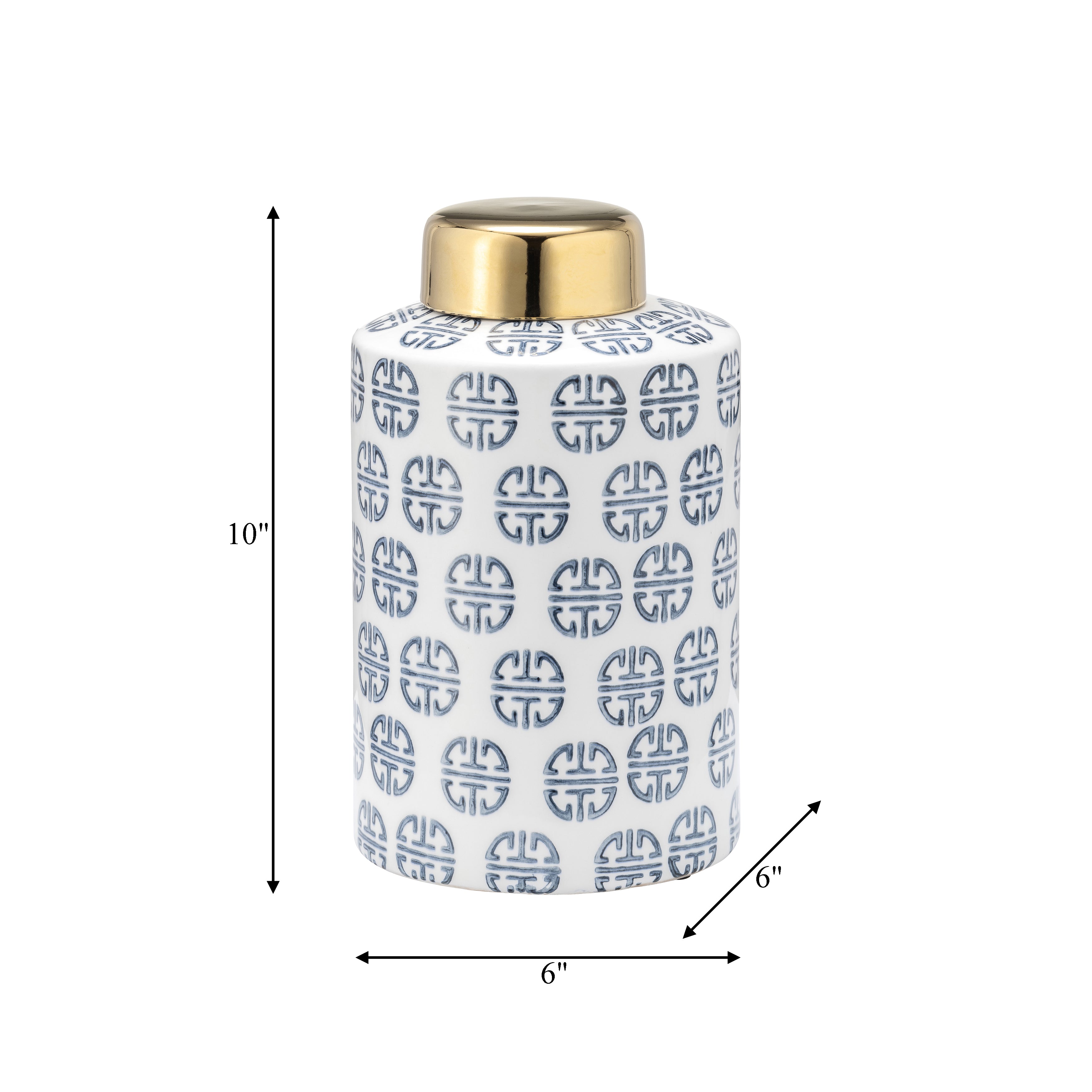 Contemporary Navy and White Ceramic Ginger Jar with Lid – Artistic Home Decor Accent