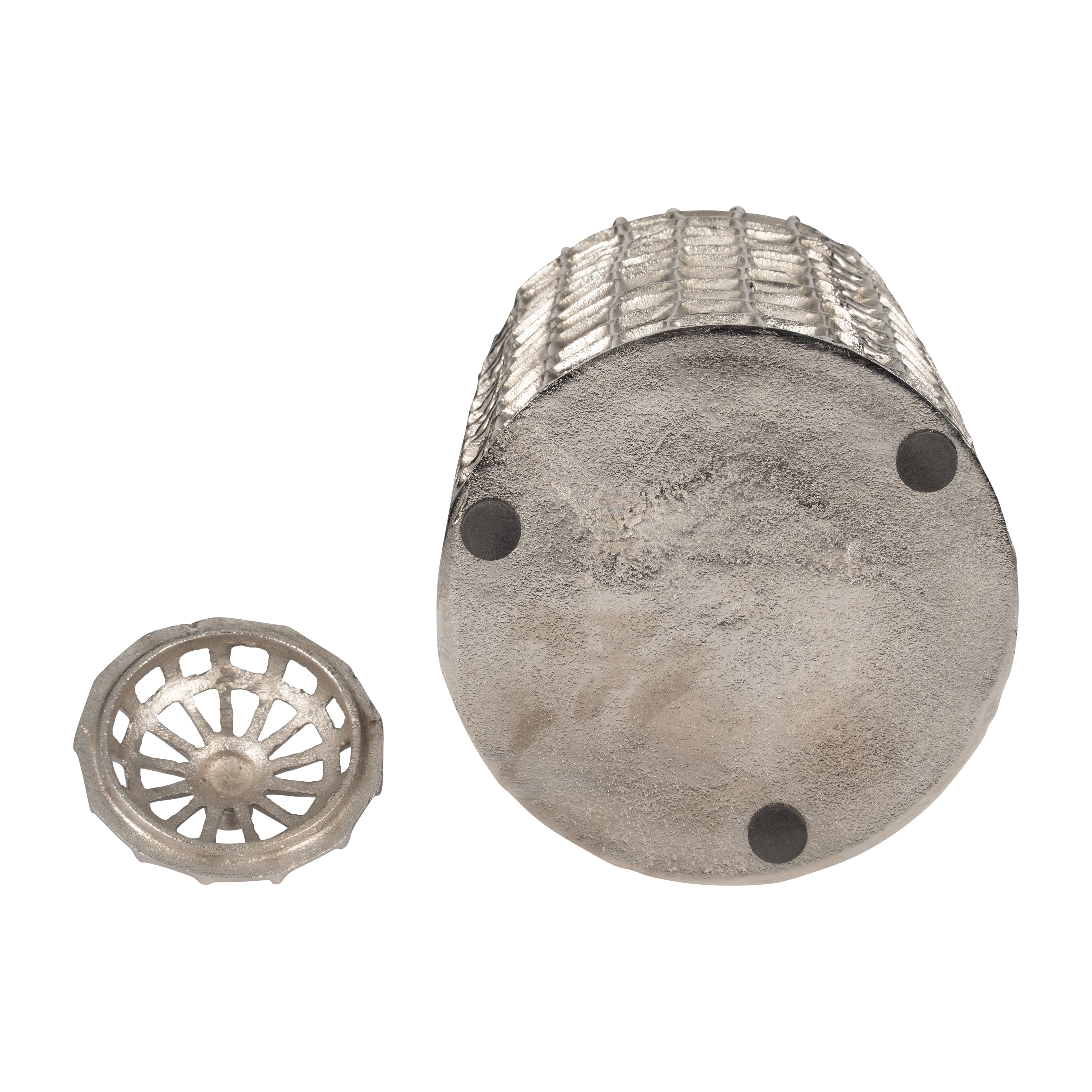 Elegance Defined: 18-Inch Silver Metal Lidded Jar