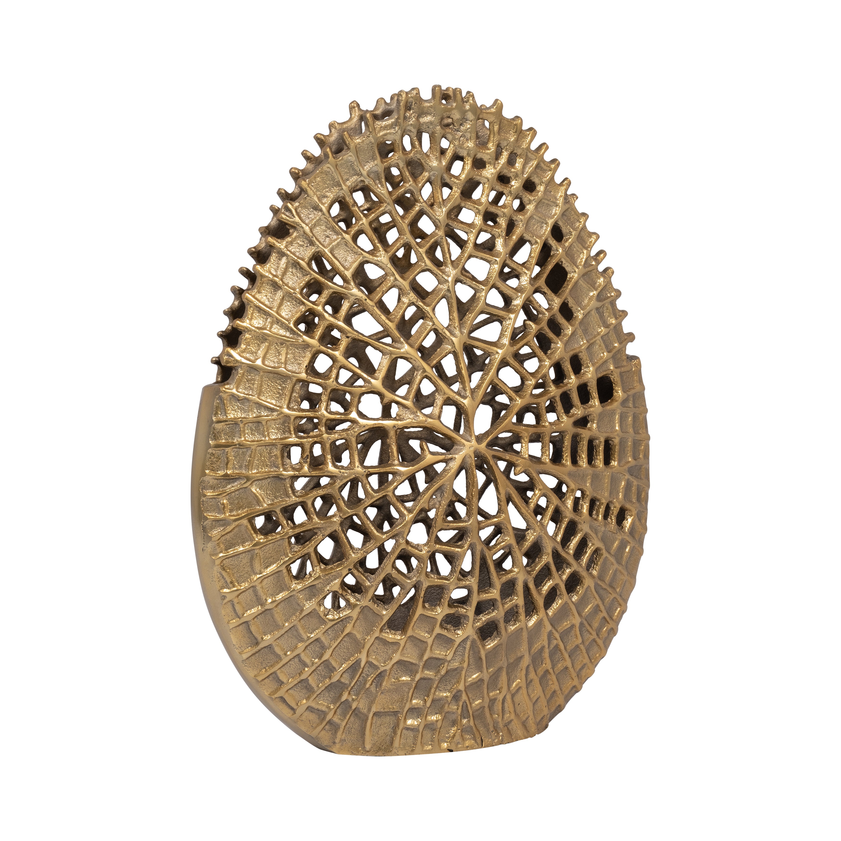 Radiant Splendor: 14" Gold Metal Contemporary Vase - Statement Decor Piece