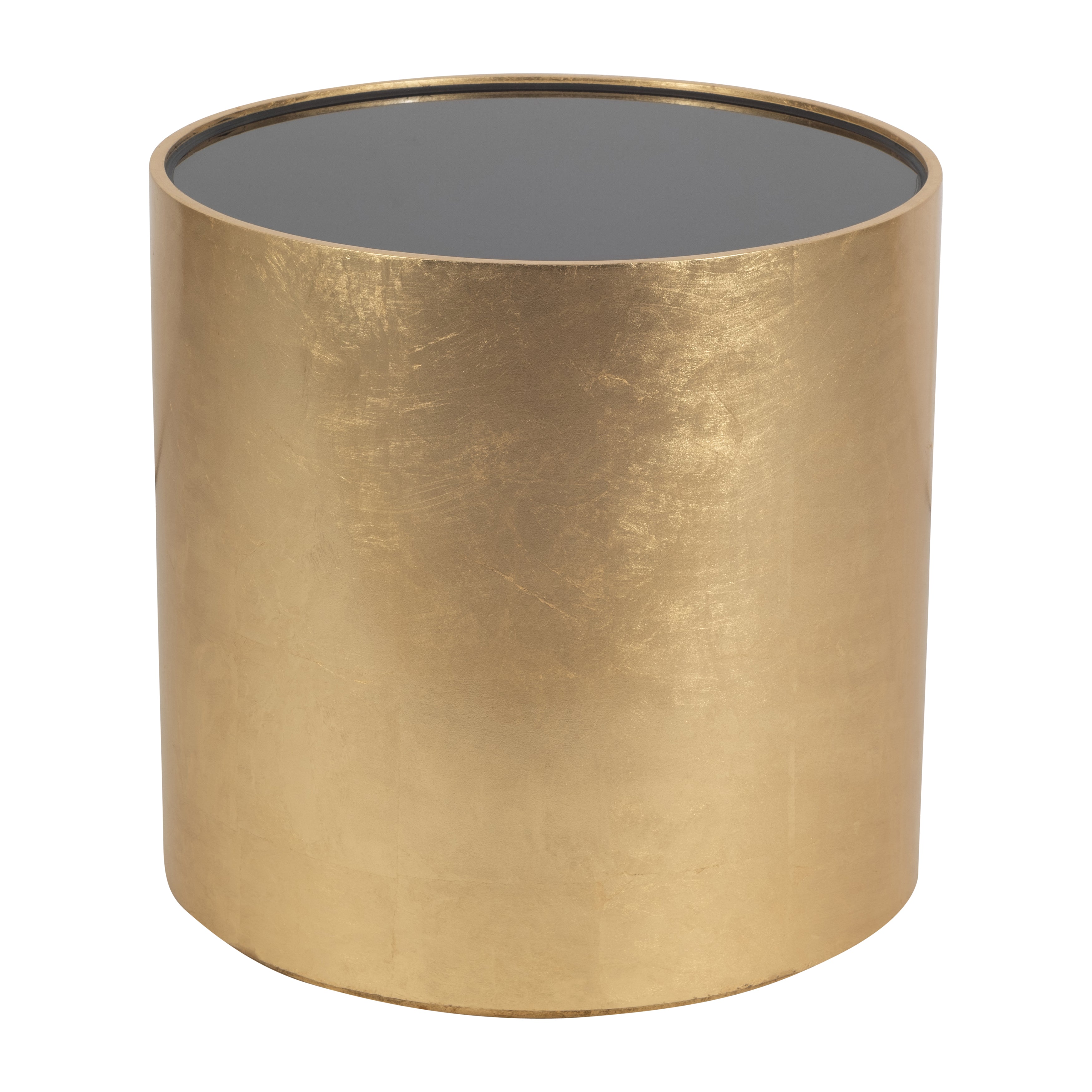 Modern Gold and Black Glass/Wood Side Table